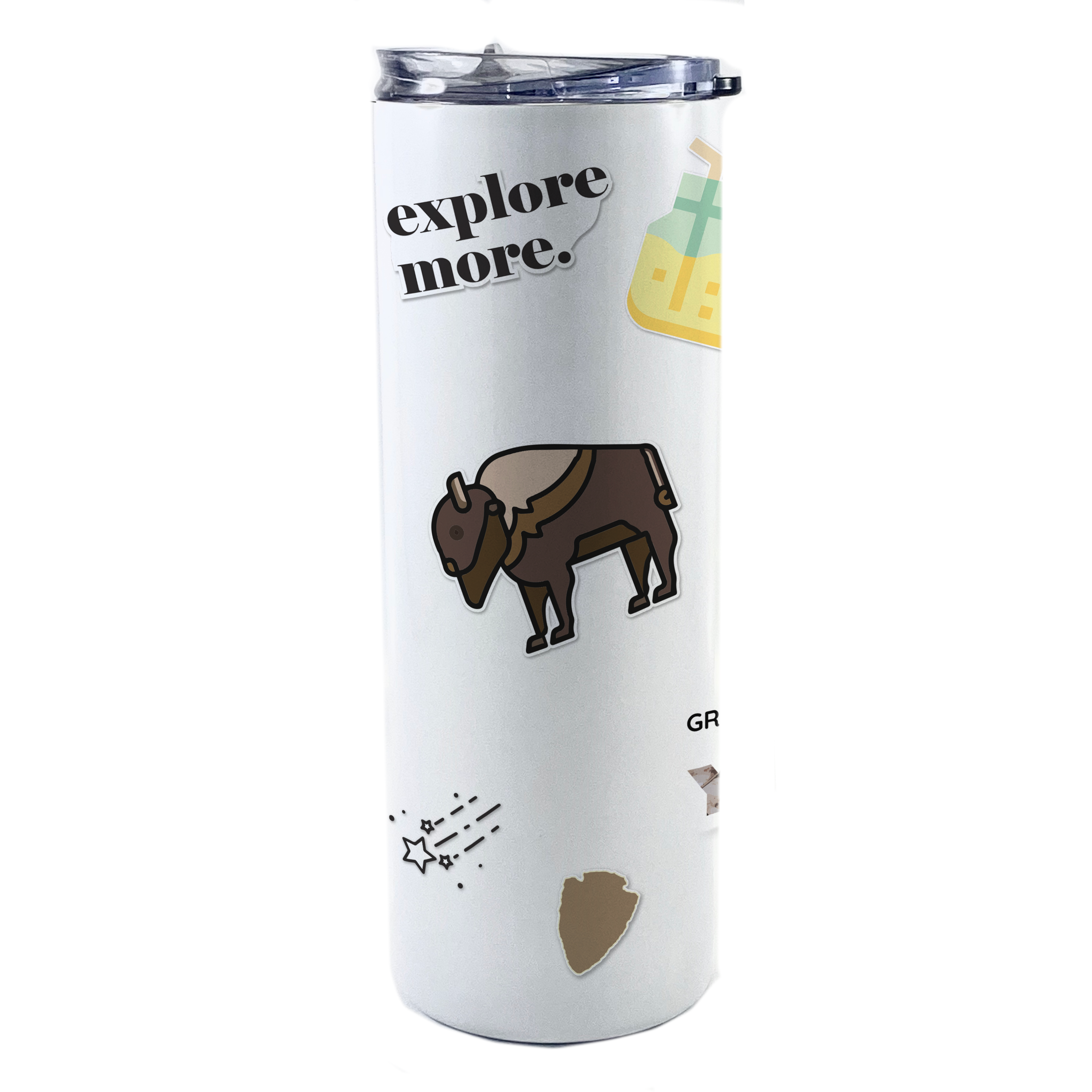 Vacation Collection (National Park - Yellowstone) 20 Oz Stainless Steel White Travel Tumbler with Straw SSTUMW0107