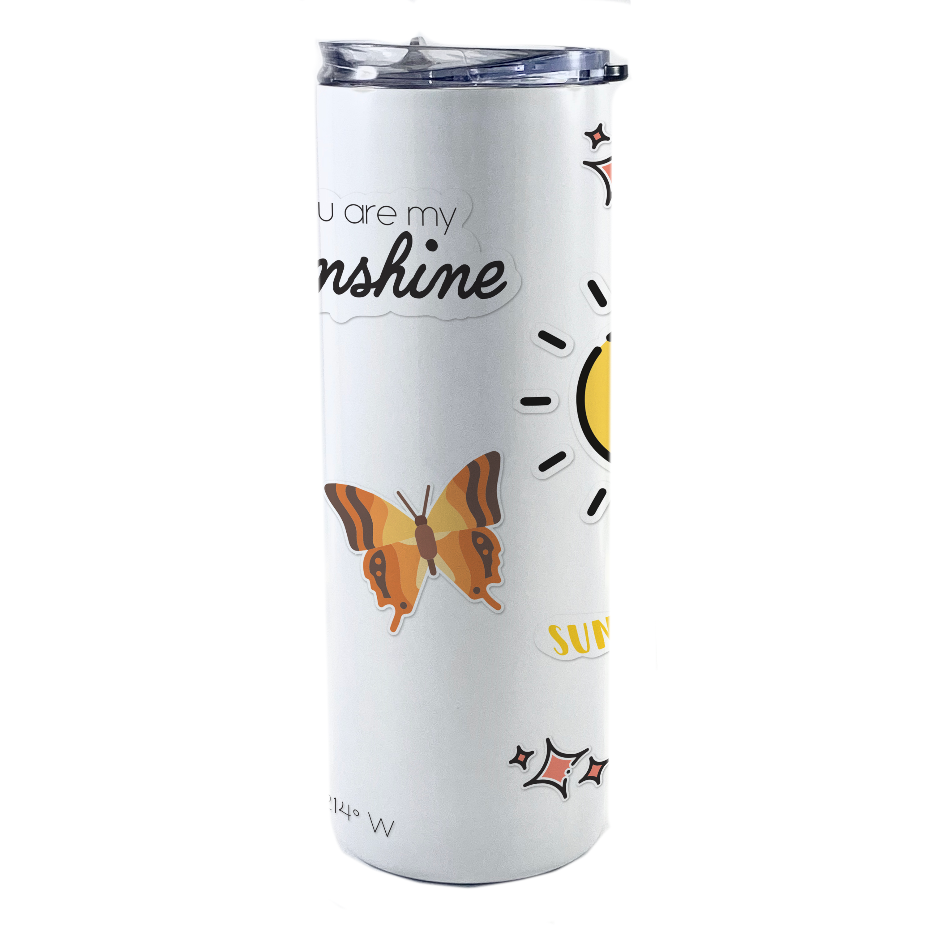 Trend Setters Originals (Sunshine On My Mind) 20 Oz Stainless Steel White Travel Tumbler with Straw