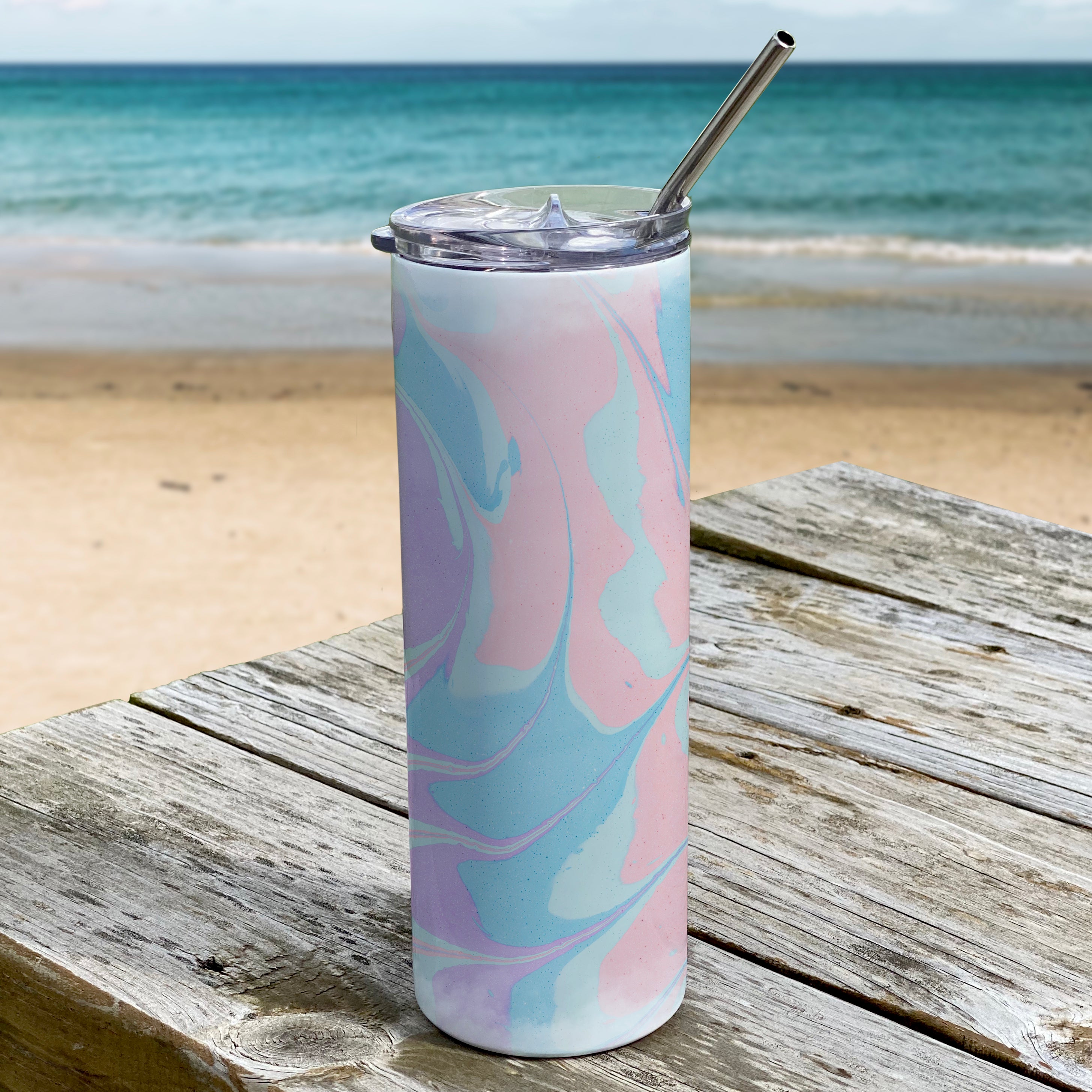 Trend Setters Original (Pastel Marble) 20oz Stainless Steel Travel Tumbler with Straw
