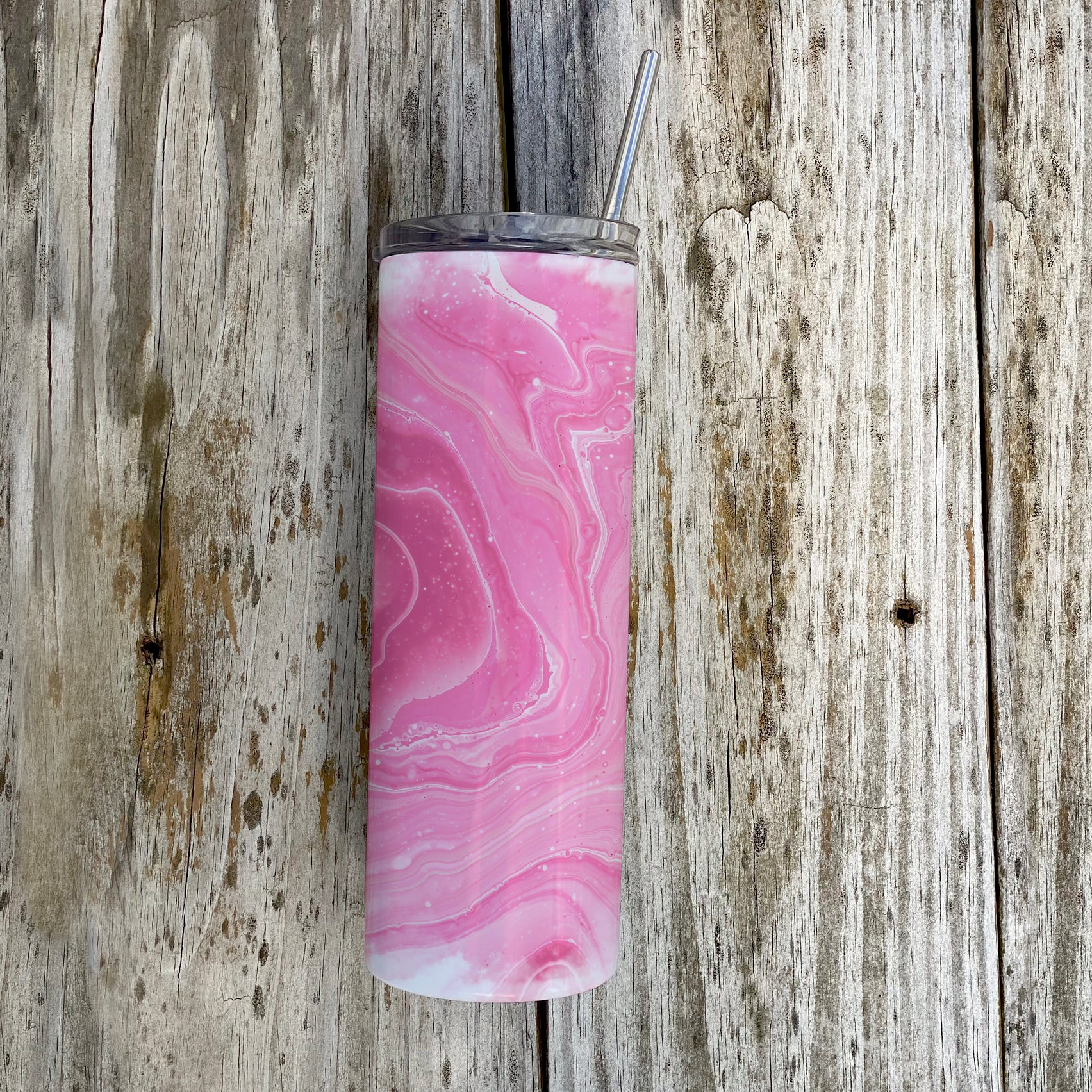 Trend Setters Original (Pink Marble) 20oz Stainless Steel Travel Tumbler with Straw