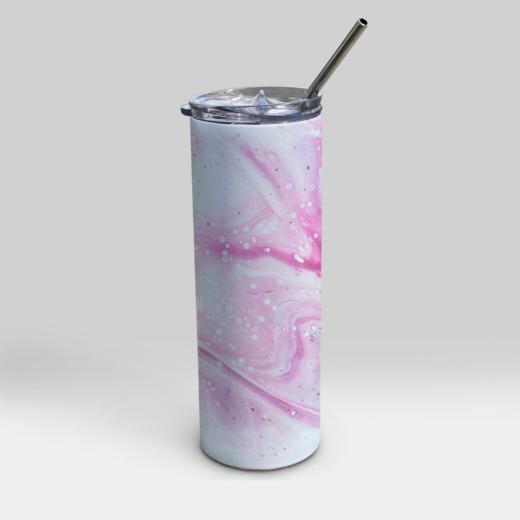 Trend Setters Original (Pink and Blue Marble) 20oz Stainless Steel Travel Tumbler with Straw