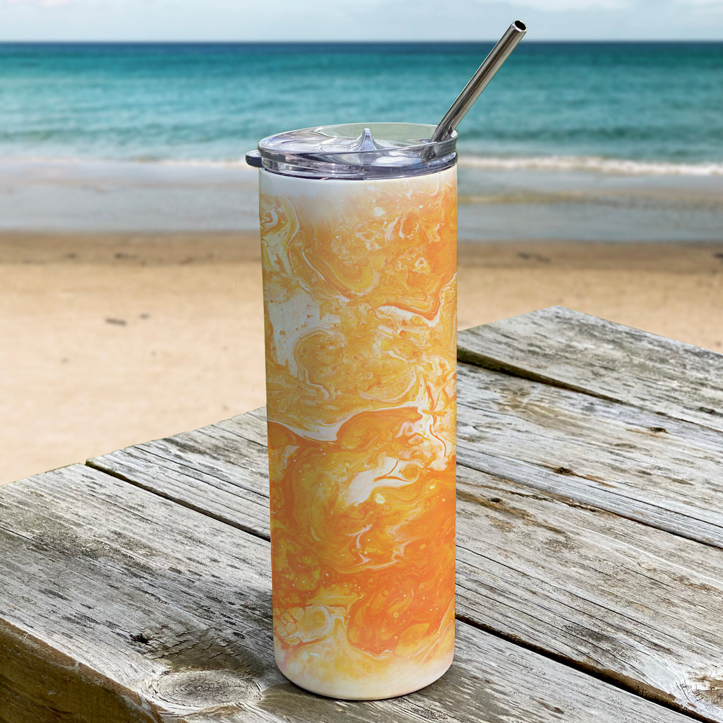 Trend Setters Original (Orange Marble) 20oz Stainless Steel Travel Tumbler with Straw