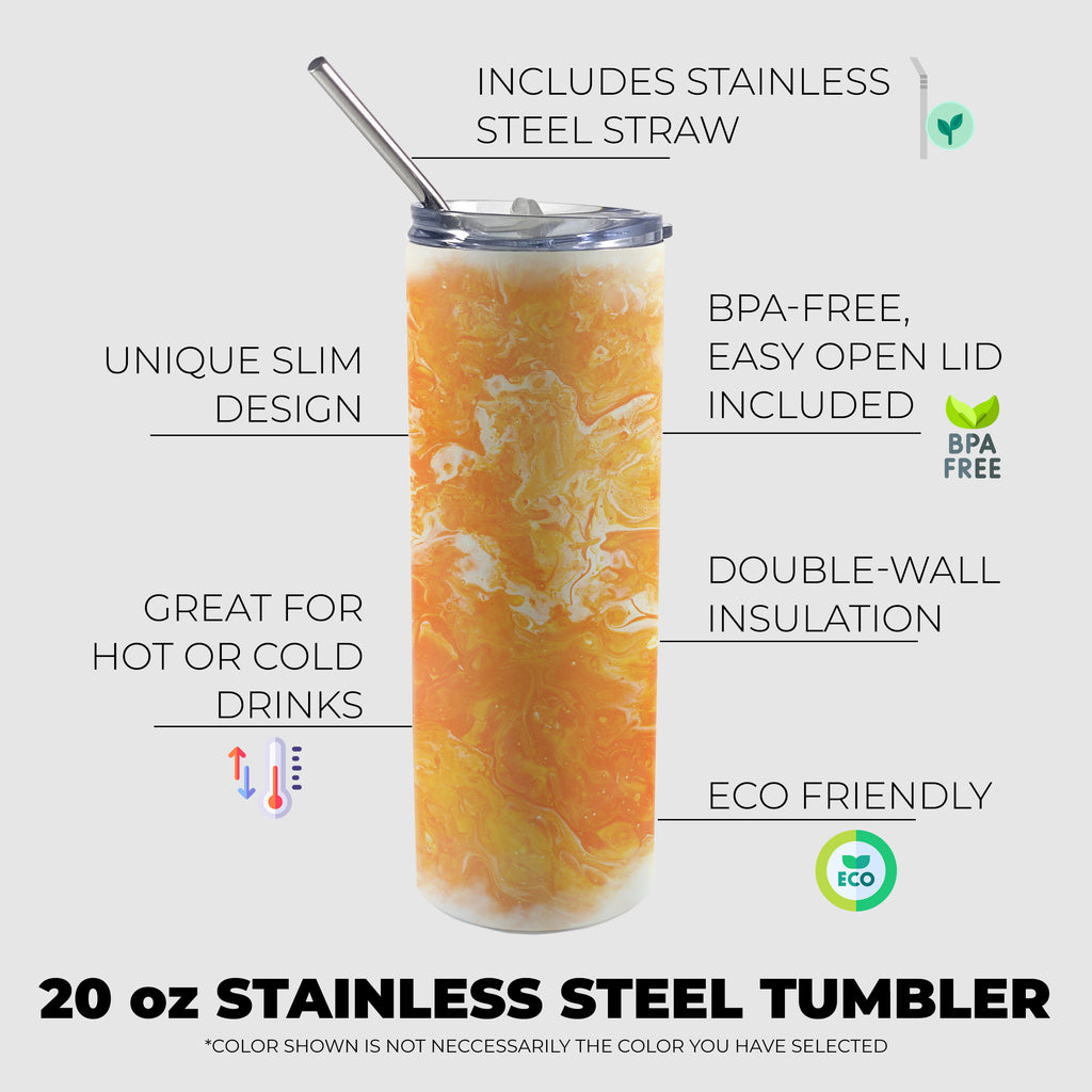 Trend Setters Original (Orange Marble) 20oz Stainless Steel Travel Tumbler with Straw