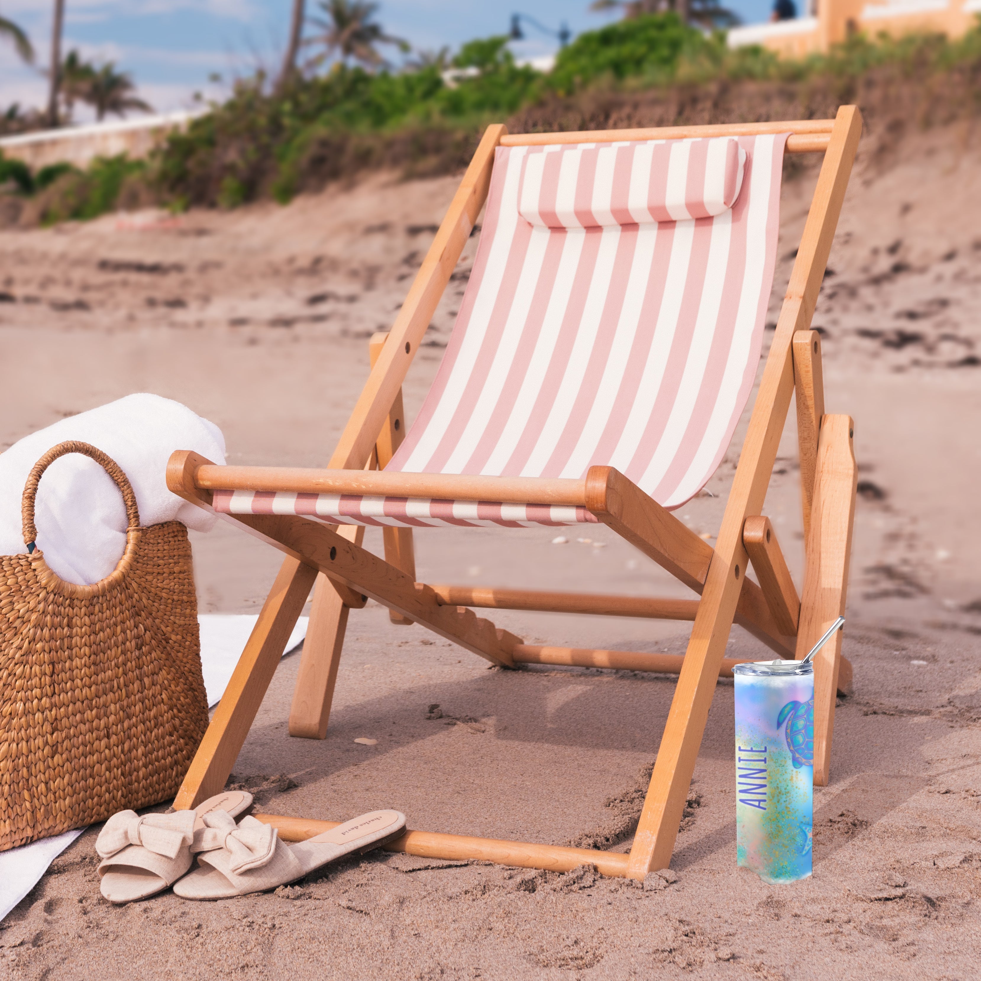 Trend Setters Originals (Sea Turtles - Personalized) 20 Oz Stainless Steel Travel Tumbler with Straw