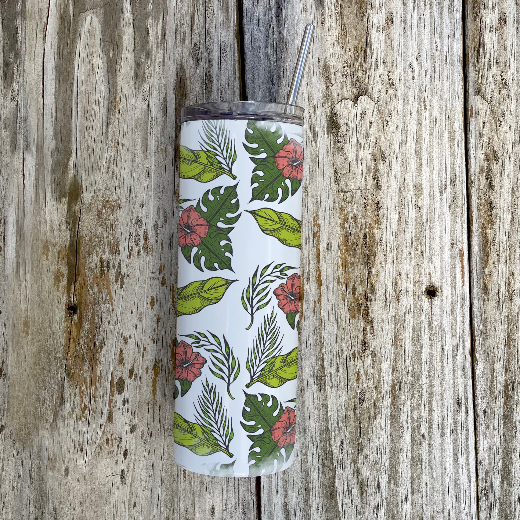 Vacation Collection (Hawaiian Hibiscus 2) 20 Oz Stainless Steel Travel Tumbler with Straw SSTUMW0033