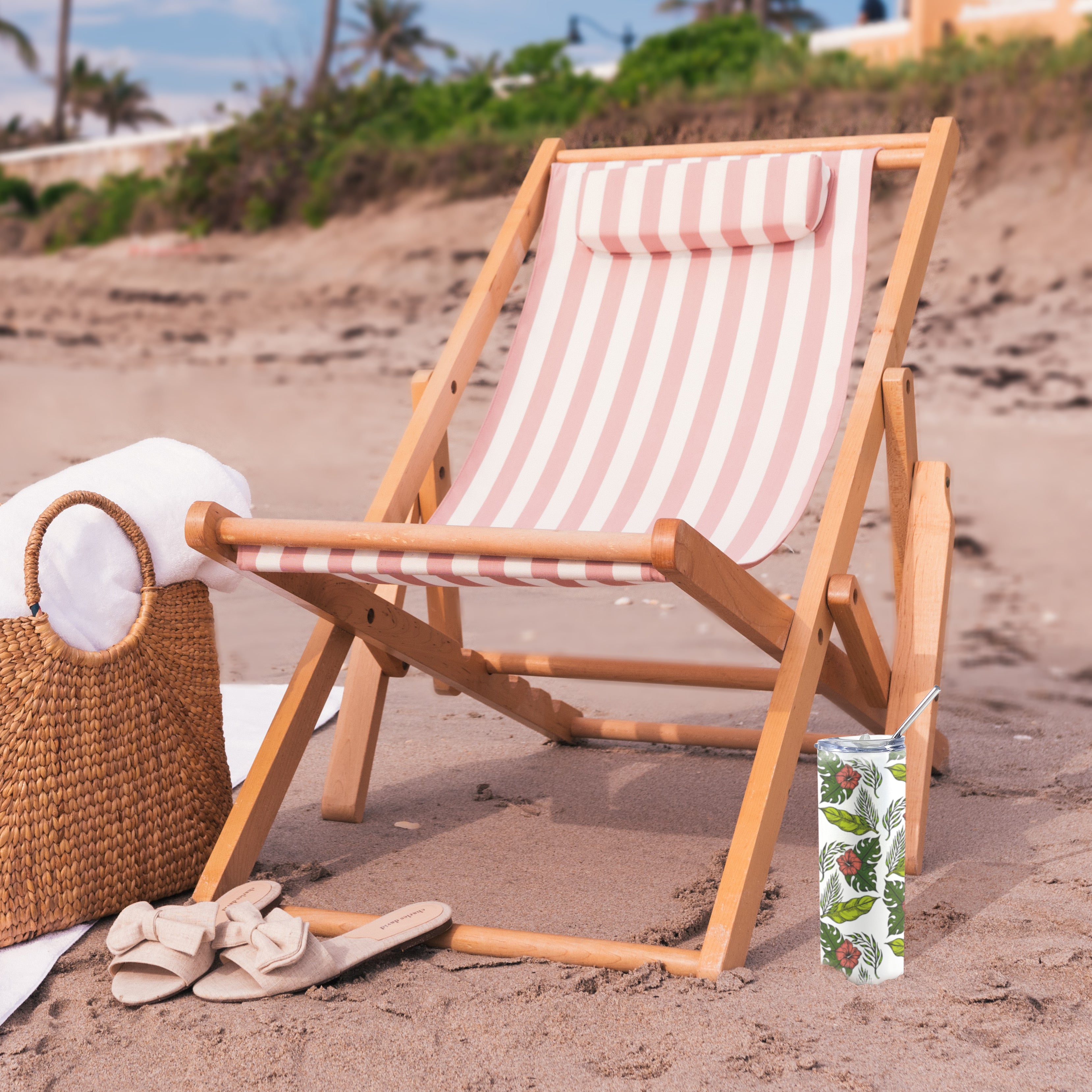 Vacation Collection (Hawaiian Hibiscus 2) 20 Oz Stainless Steel Travel Tumbler with Straw SSTUMW0033