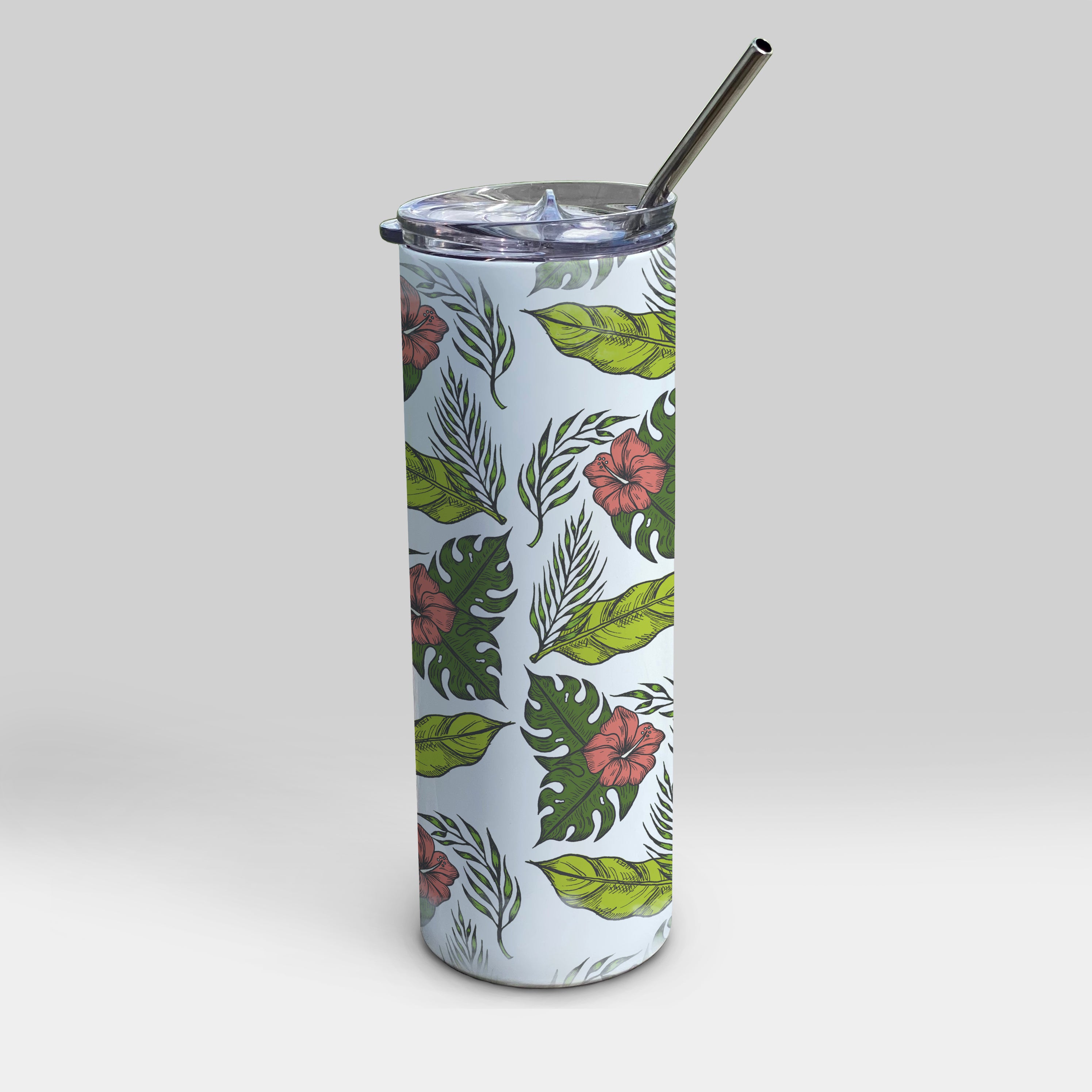 Vacation Collection (Hawaiian Hibiscus 2) 20 Oz Stainless Steel Travel Tumbler with Straw SSTUMW0033
