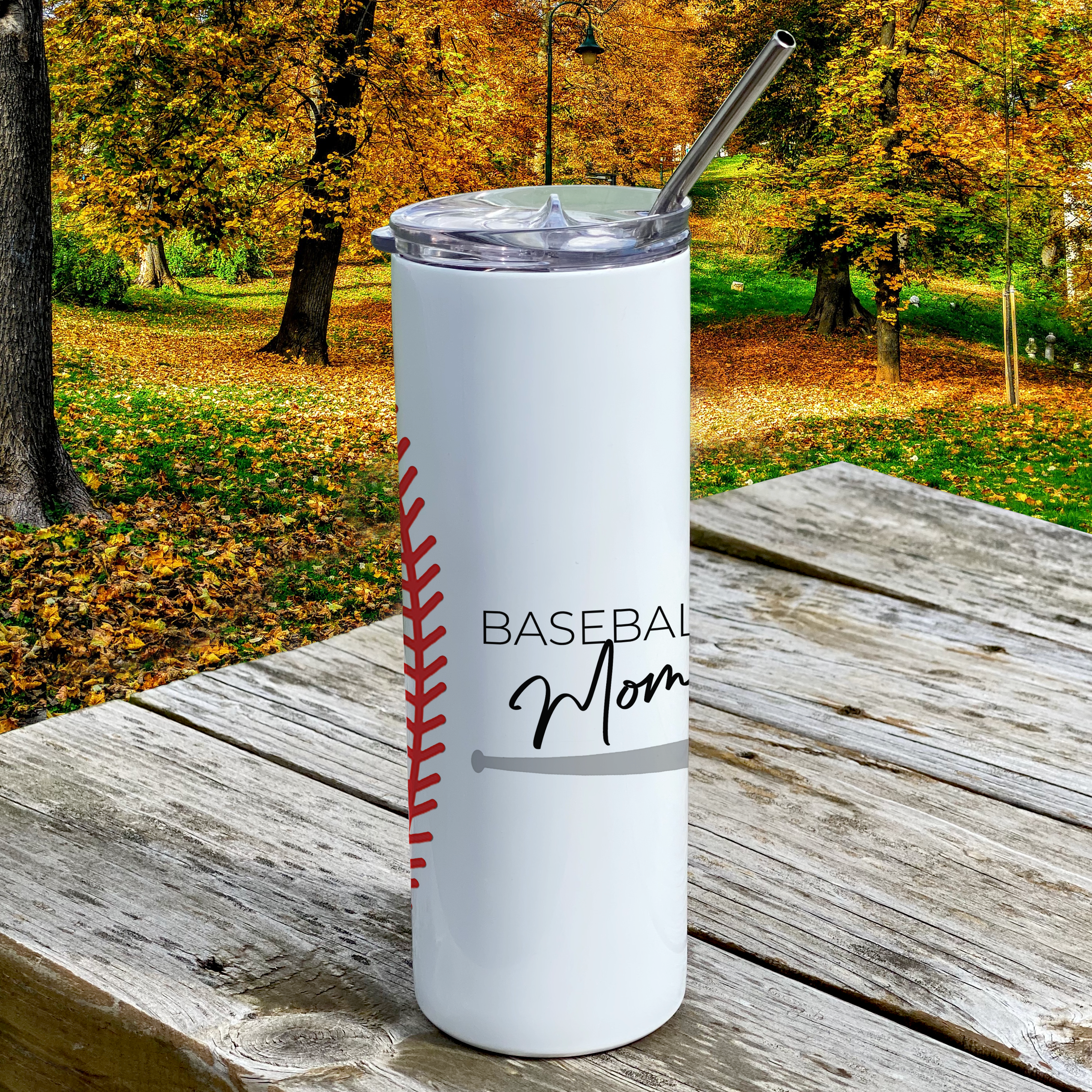 Sports Collection (Baseball Mom) 20 Oz Stainless Steel Travel Tumbler with Straw SSTUMW0055