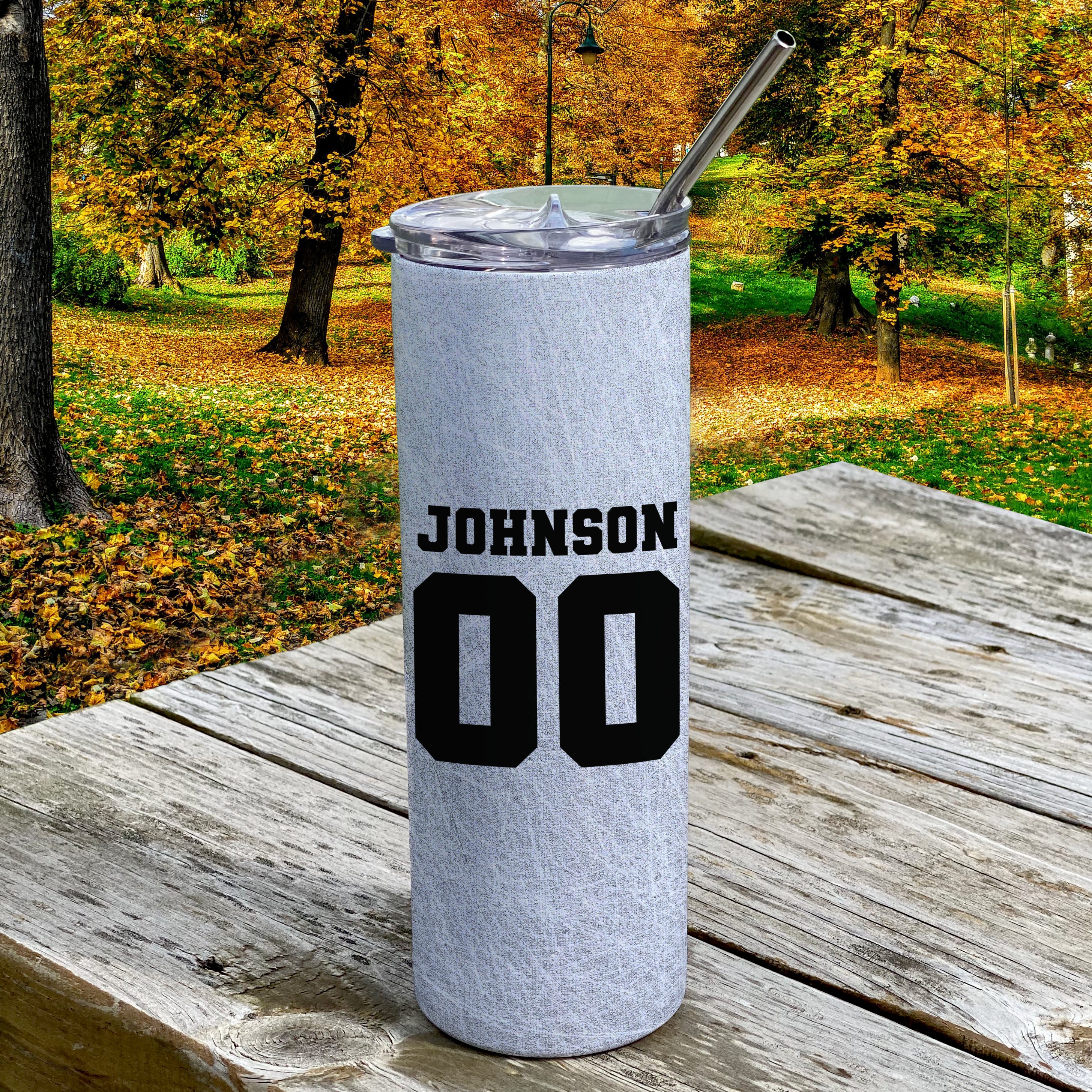 Sports Collection (Hockey Mom - Personalized) 20 Oz Stainless Steel Travel Tumbler with Straw (White)