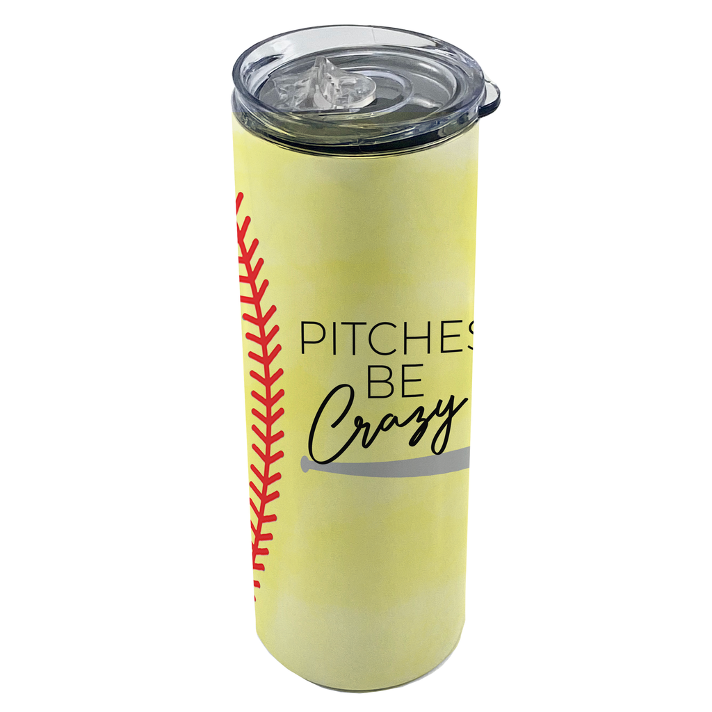 Sports Collection (Pitches Be Crazy - Softball) 20 Oz Stainless Steel Travel Tumbler with Straw SSTUMW0062