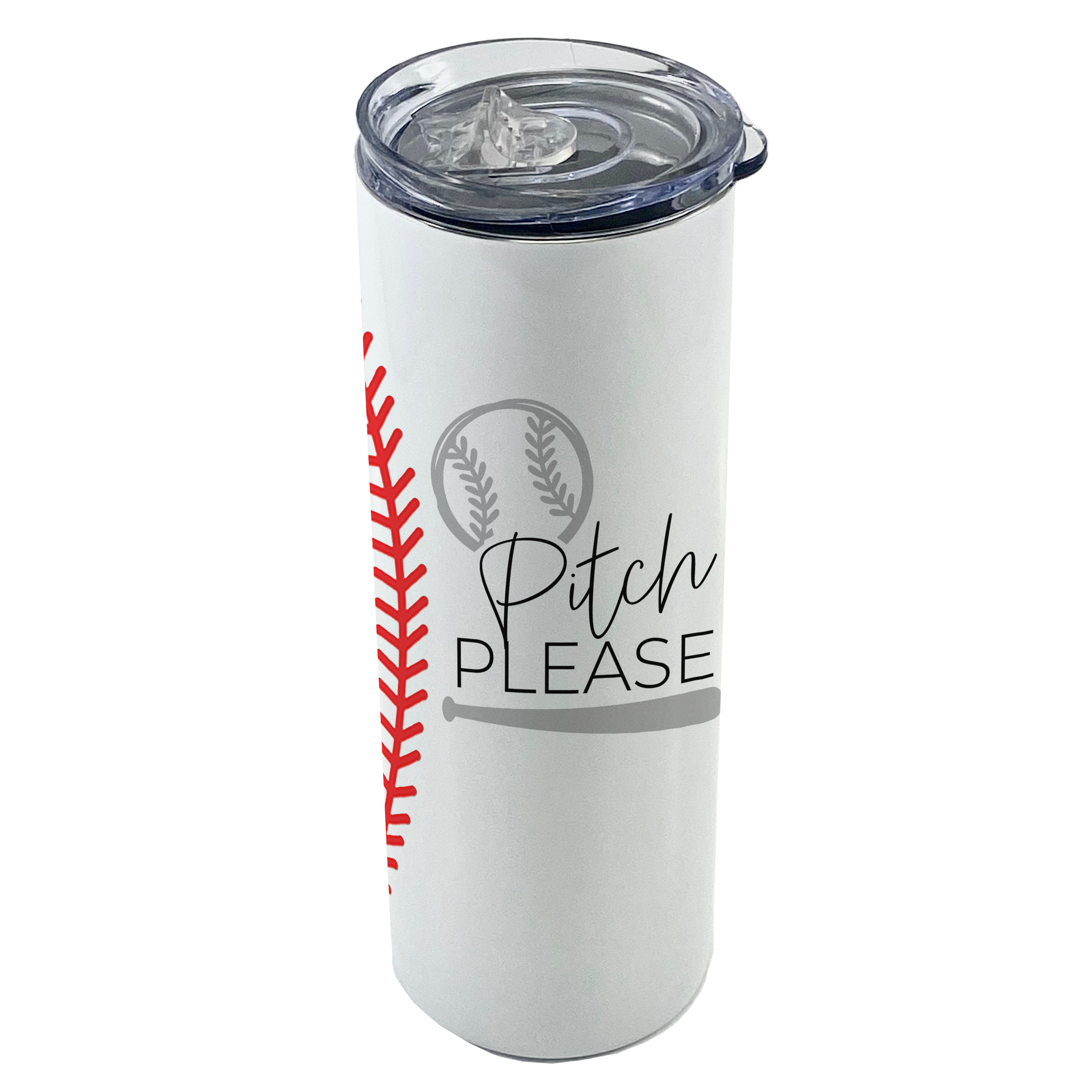 Sports Collection (Pitch Please - Baseball) 20 Oz Stainless Steel Travel Tumbler with Straw SSTUMW0067