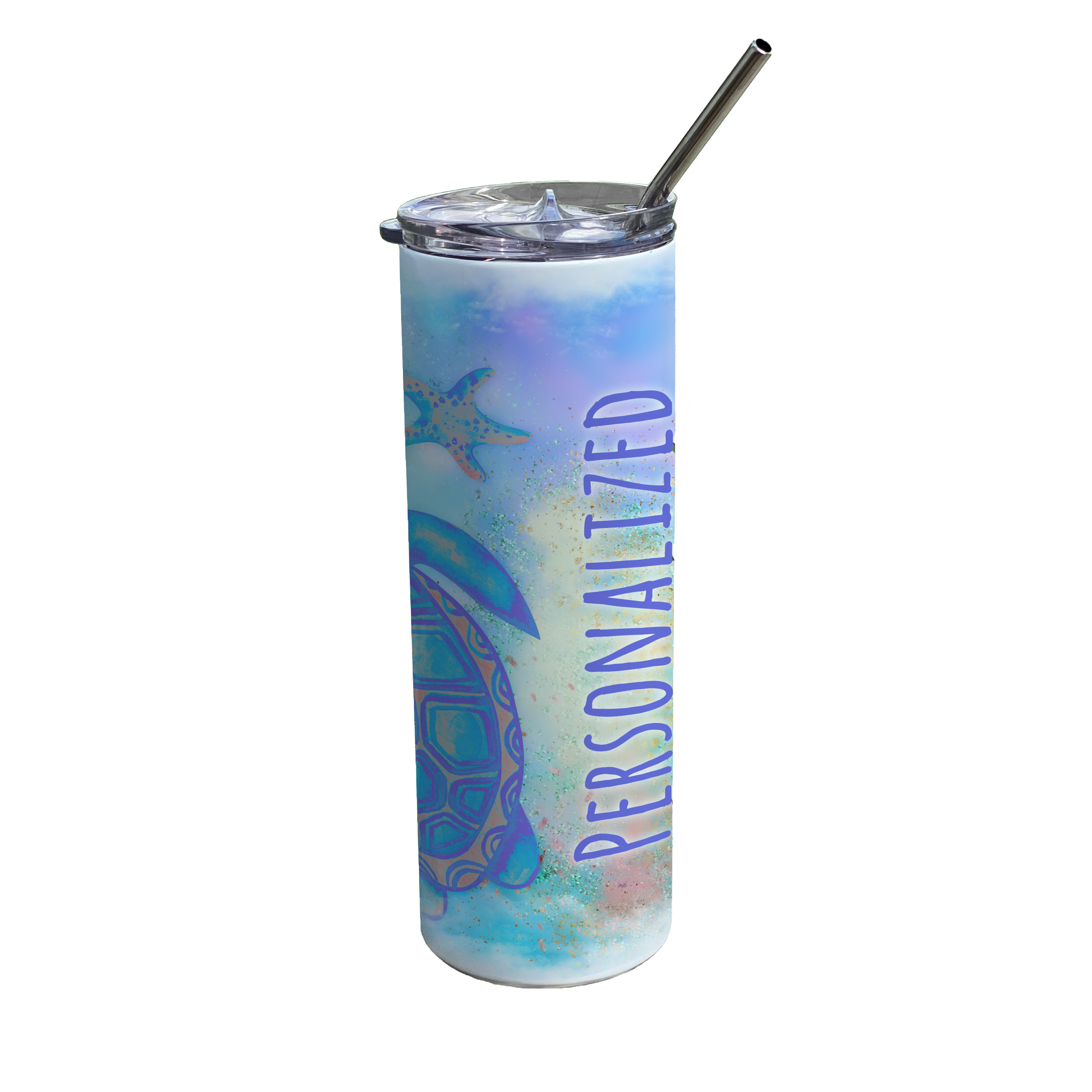 Trend Setters Originals (Sea Turtles - Personalized) 20 Oz Stainless Steel Travel Tumbler with Straw