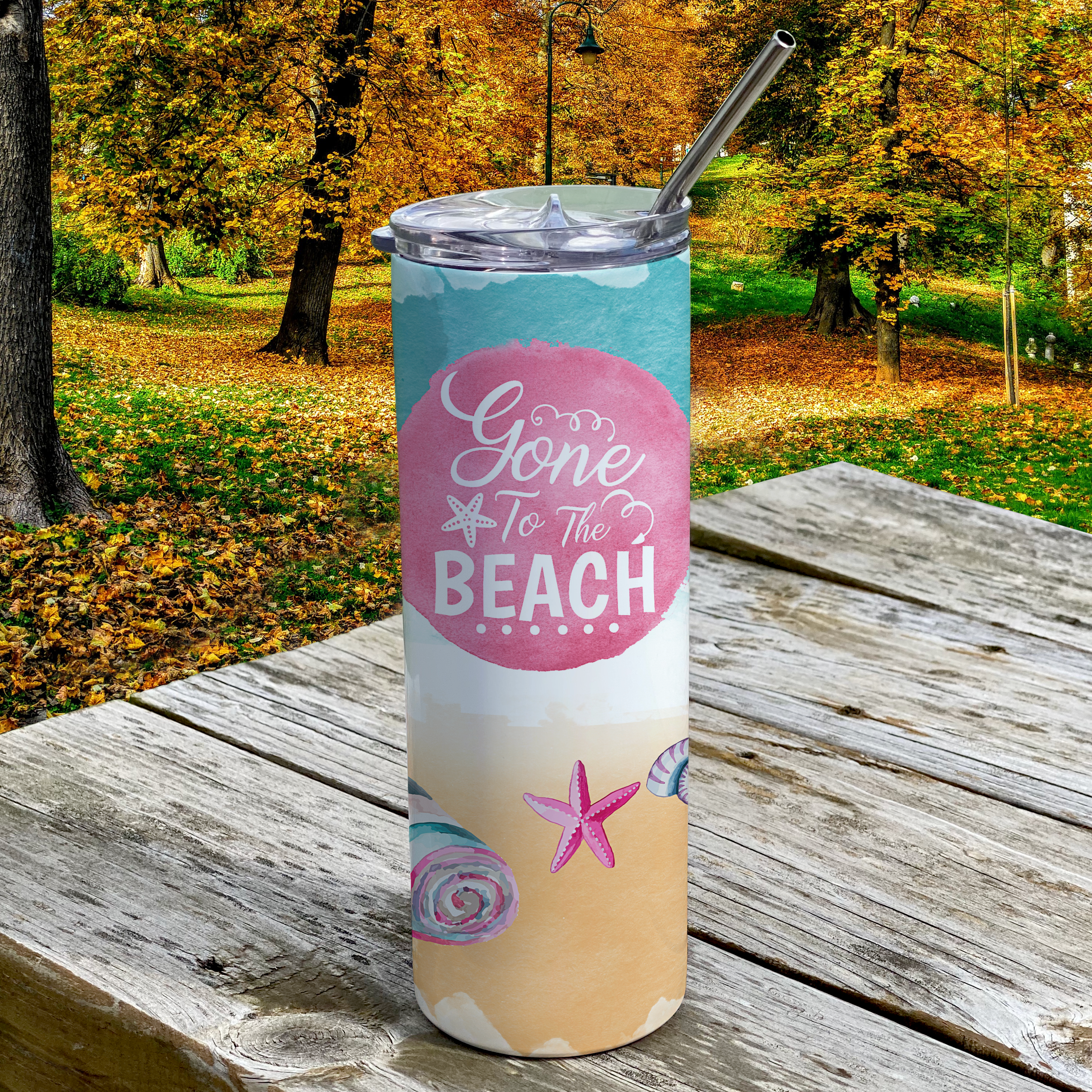 Vacation Collection (Gone To The Beach) 20 Oz Stainless Steel Travel Tumbler with Straw SSTUMW0084