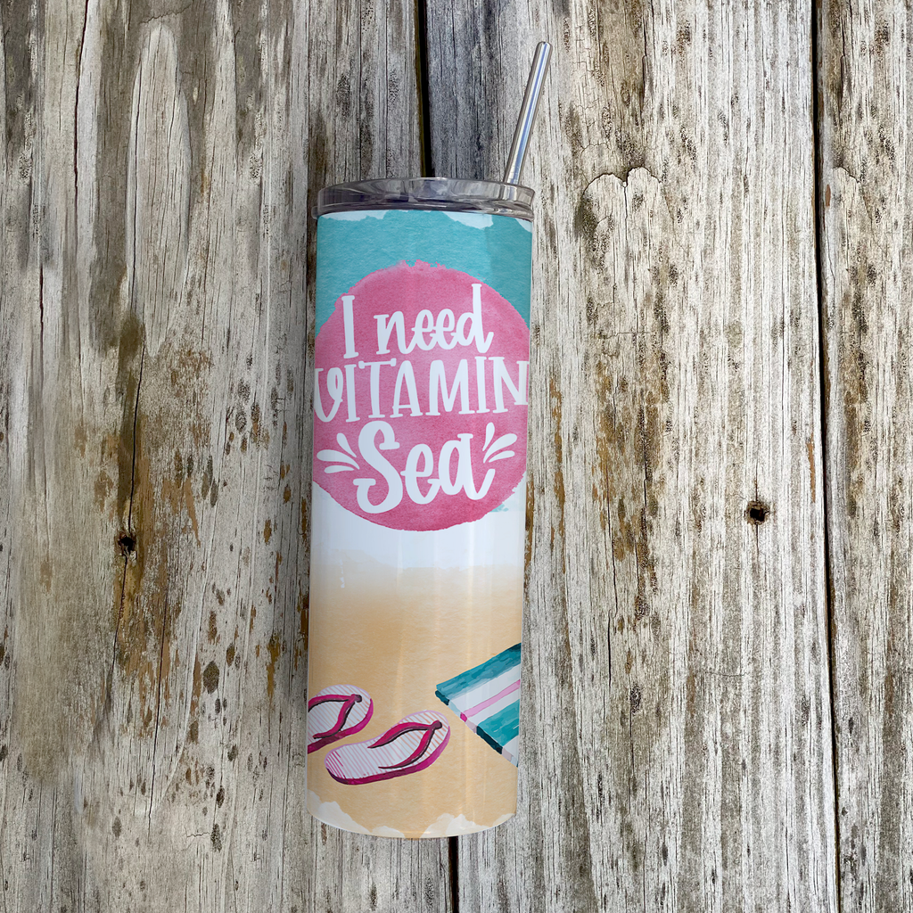 Vacation Collection (I Need Vitamin Sea) 20 Oz Stainless Steel Travel Tumbler with Straw SSTUMW0086