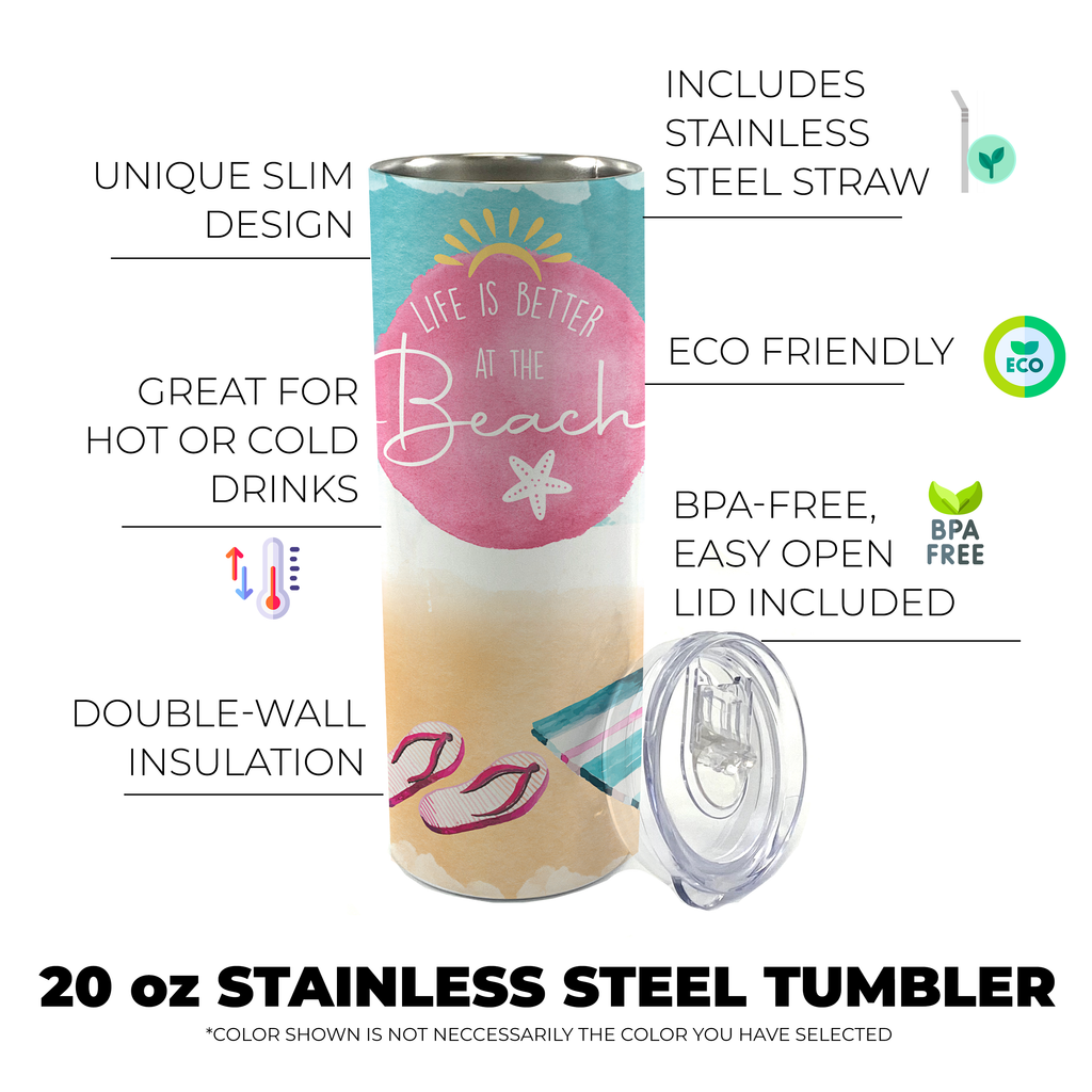 Vacation Collection (Life Is Better At The Beach 2) 20 Oz Stainless Steel Travel Tumbler with Straw SSTUMW0088