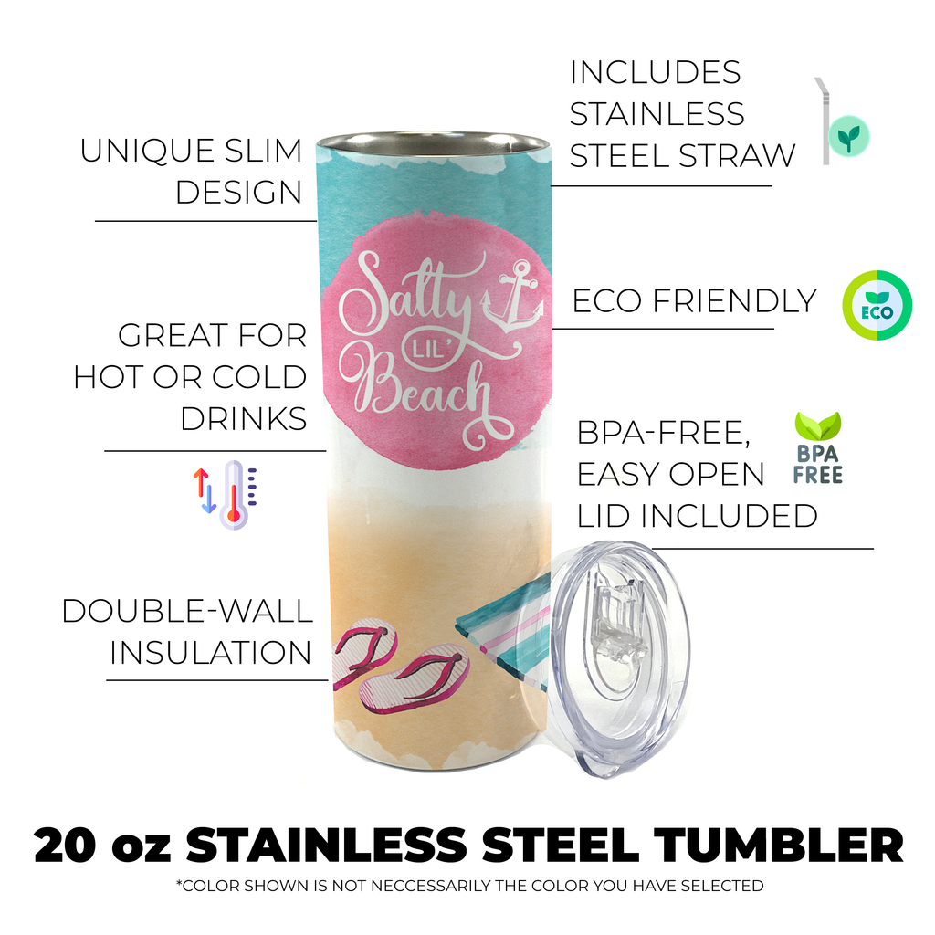 Vacation Collection (Salty Lil Beach) 20 Oz Stainless Steel Travel Tumbler with Straw SSTUMW0089