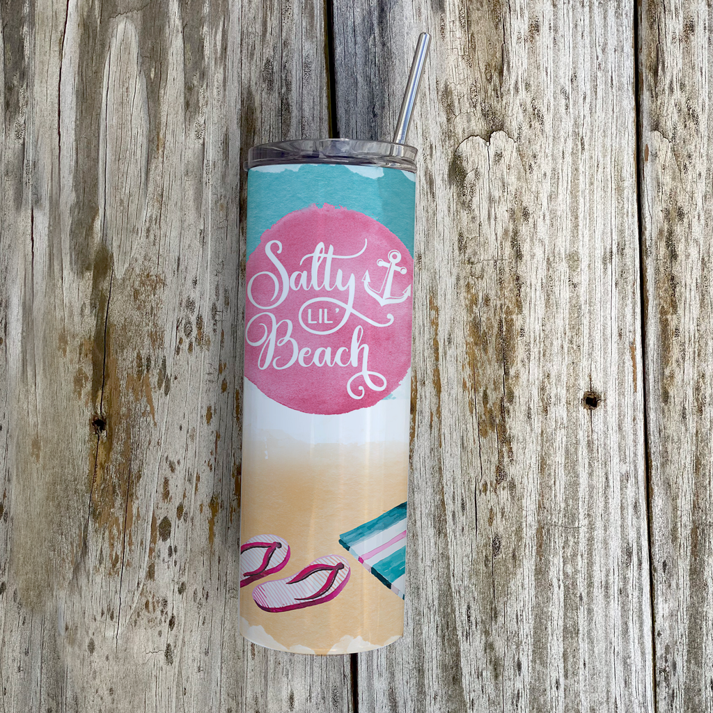 Vacation Collection (Salty Lil Beach) 20 Oz Stainless Steel Travel Tumbler with Straw SSTUMW0089