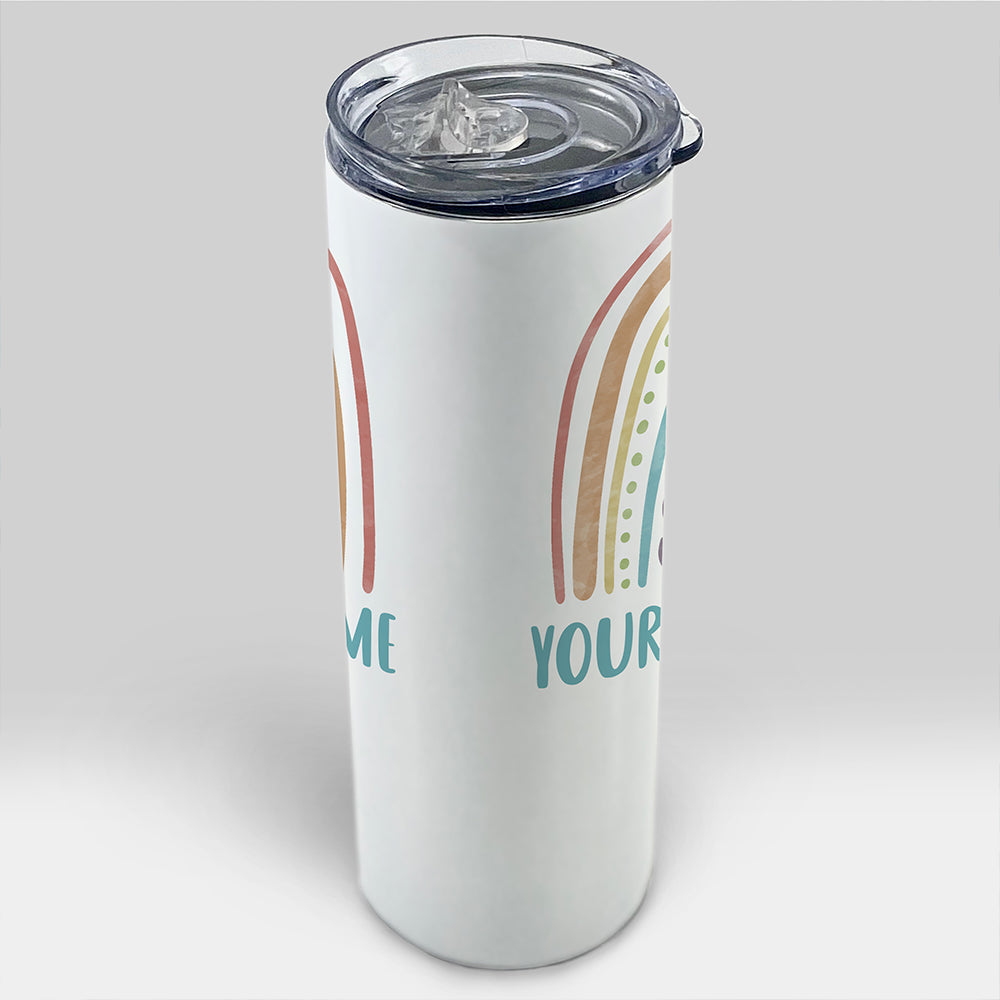 Trend Setters Original (Boho Rainbow - Personalized) 20 Oz Stainless Steel Travel Tumbler with Straw (White) SSTUMW0092