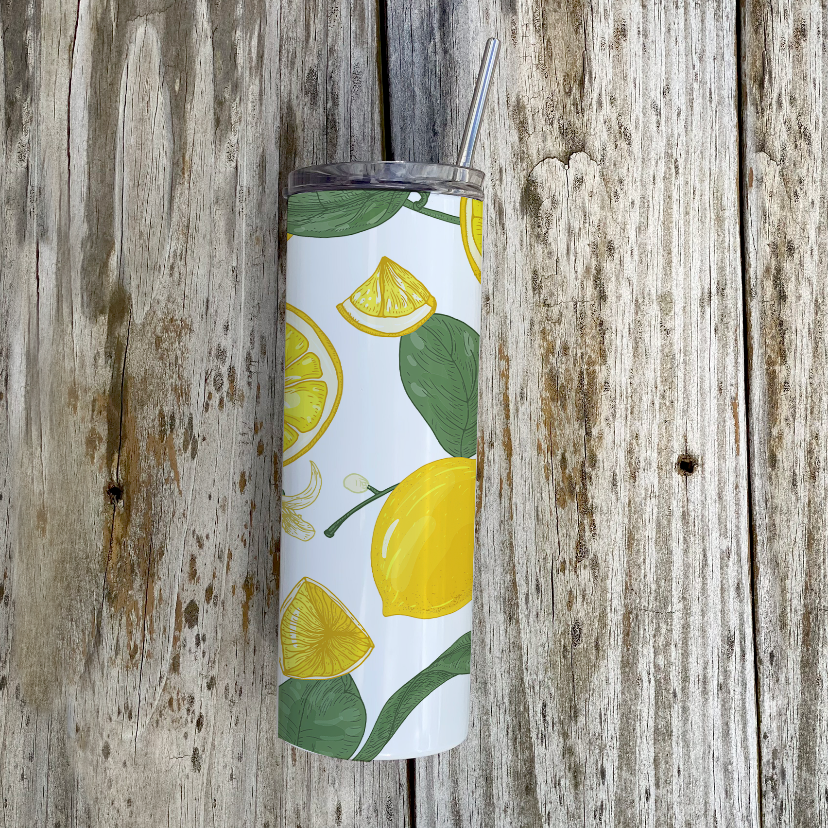 Trend Setters Originals (Lemons) 20 Oz Stainless Steel Travel Tumbler with Straw