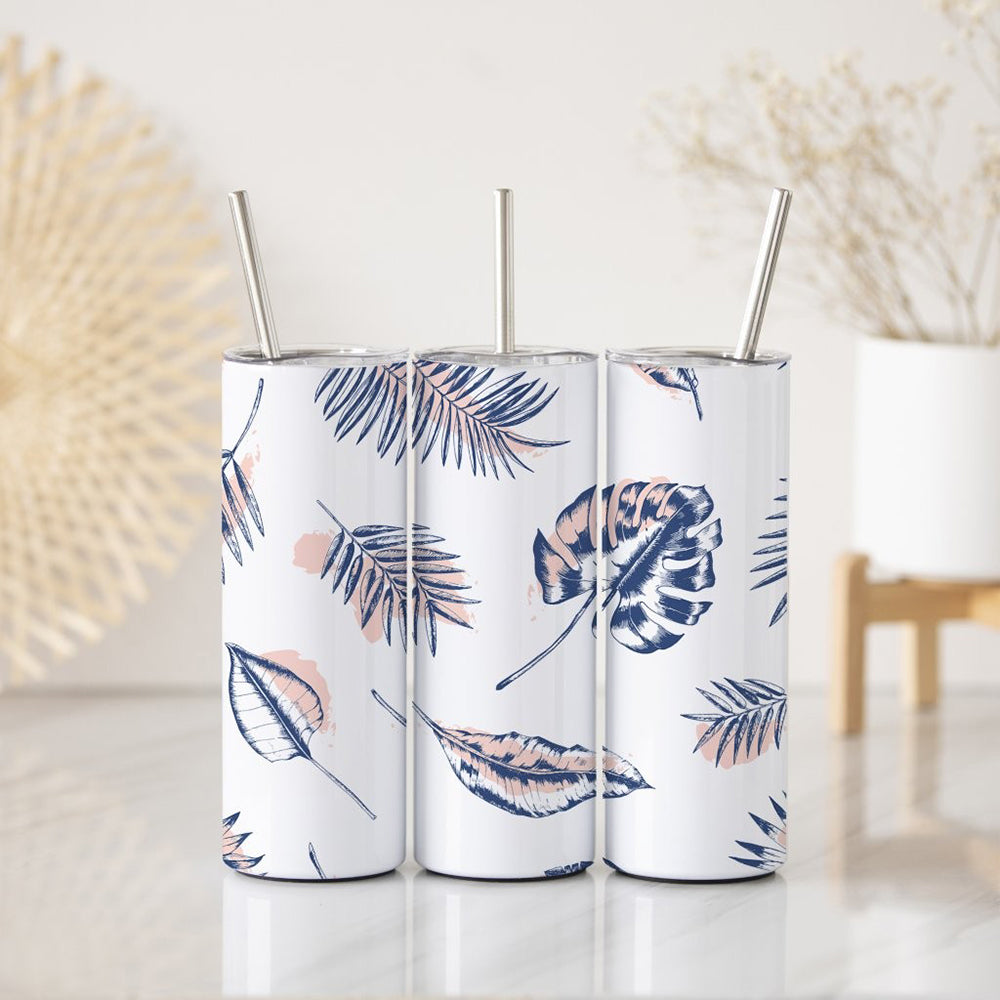 Trend Setters Originals (Neutral Palms) 20 Oz Stainless Steel Travel Tumbler with Straw SSTUMW0094