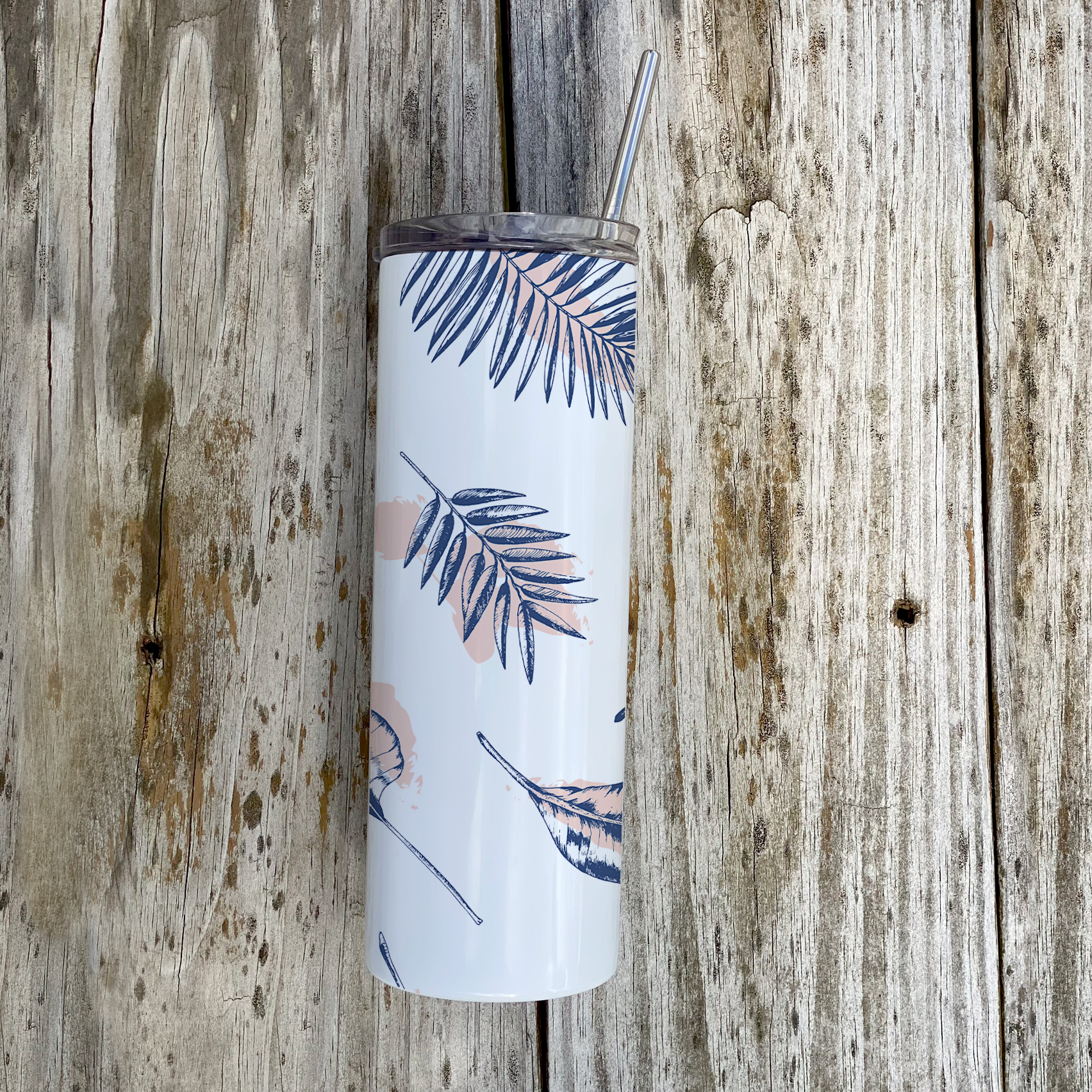 Trend Setters Originals (Neutral Palms) 20 Oz Stainless Steel Travel Tumbler with Straw