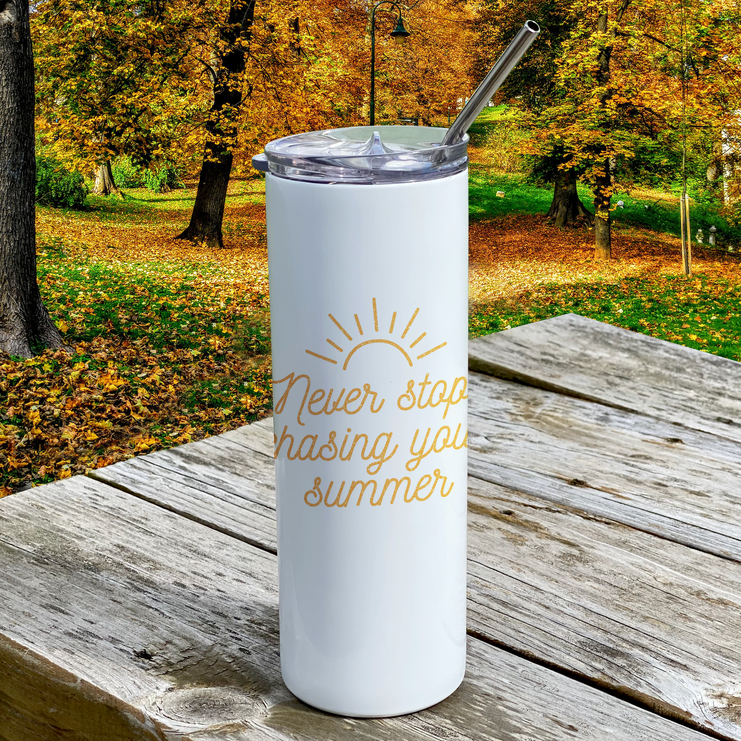 Vacation Collection (Never Stop Chasing Your Summer) 20 Oz Stainless Steel Travel Tumbler with Straw SSTUMW0095
