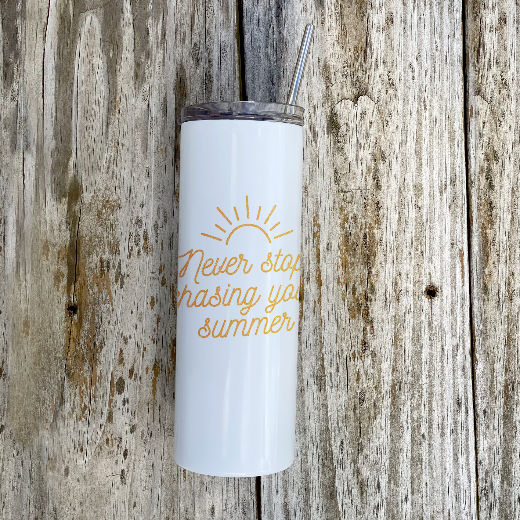 Vacation Collection (Never Stop Chasing Your Summer) 20 Oz Stainless Steel Travel Tumbler with Straw SSTUMW0095