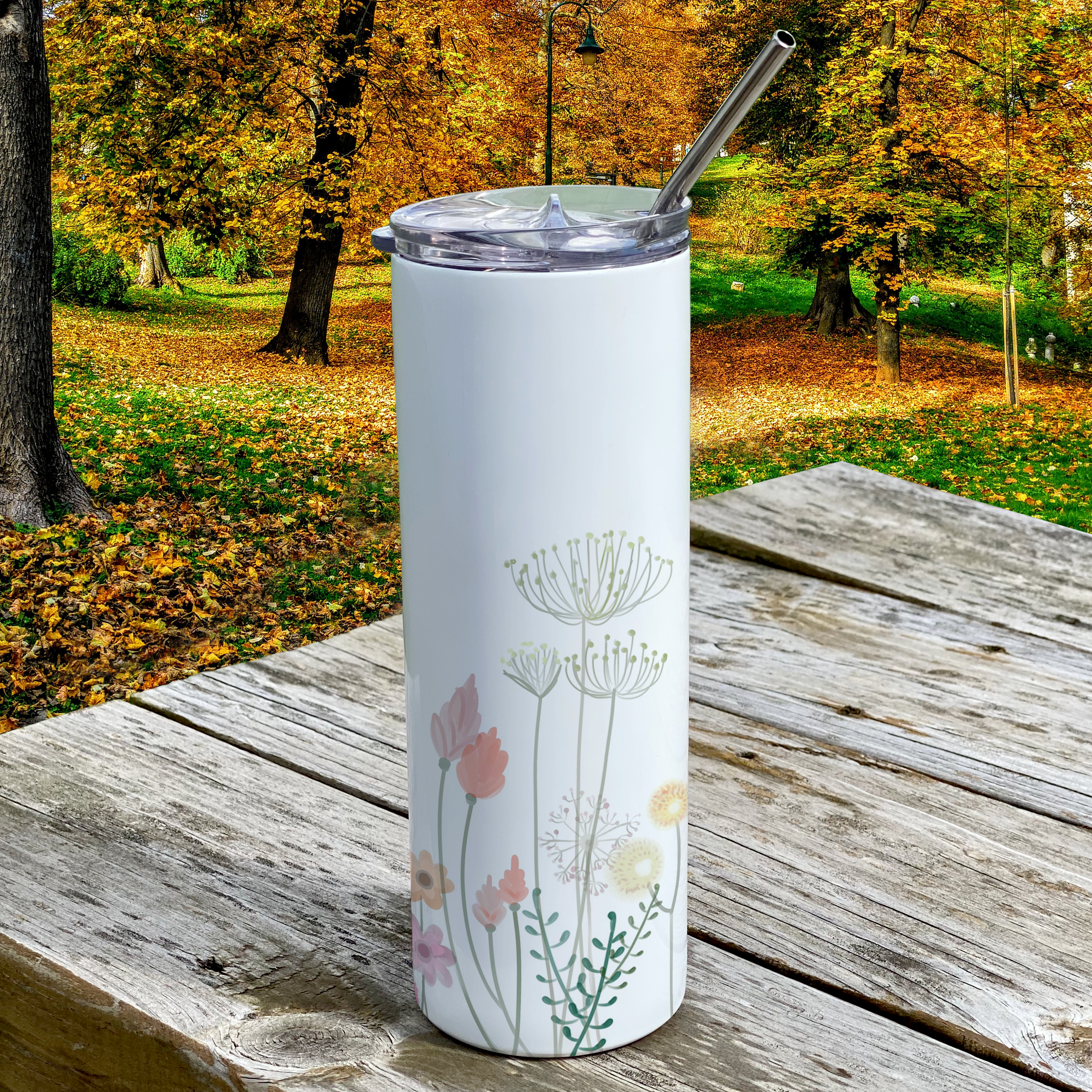Trend Setters Originals (No Rain, No Flowers) 20 Oz Stainless Steel Travel Tumbler with Straw