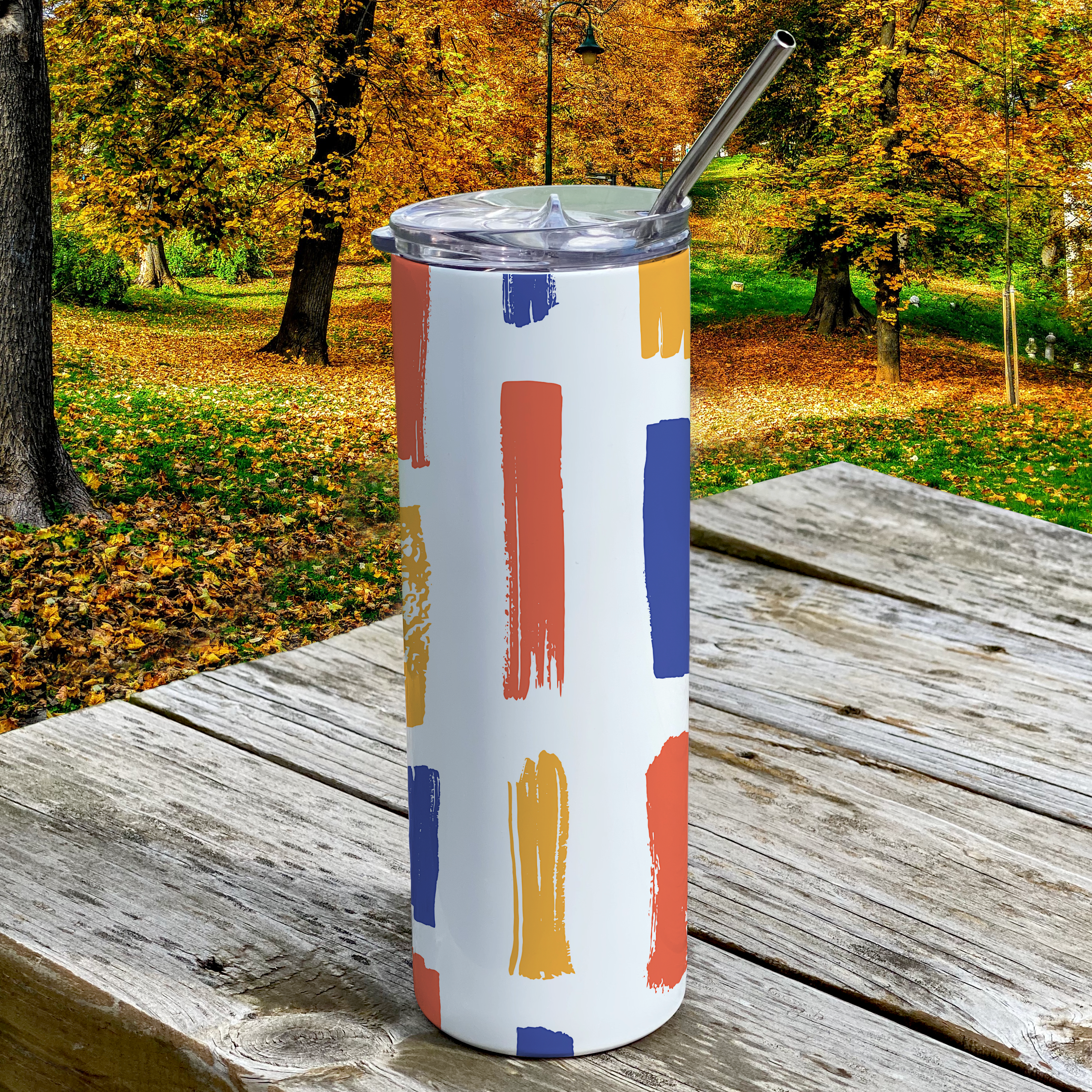 Trend Setters Originals (Paint Strokes) 20 Oz Stainless Steel Travel Tumbler with Straw