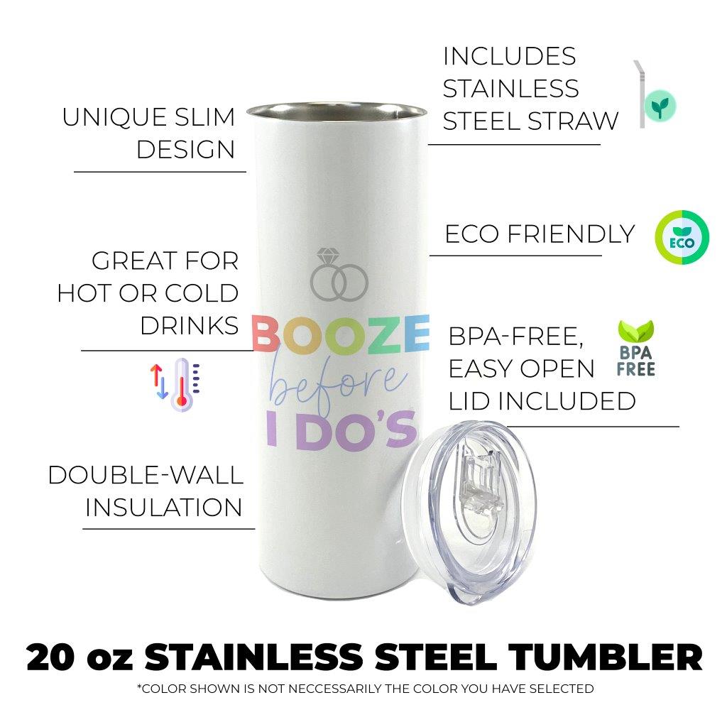 Bridal Party Collection (Booze Before I Dos) 20 Oz Stainless Steel Travel Tumbler with Straw SSTUMW0099