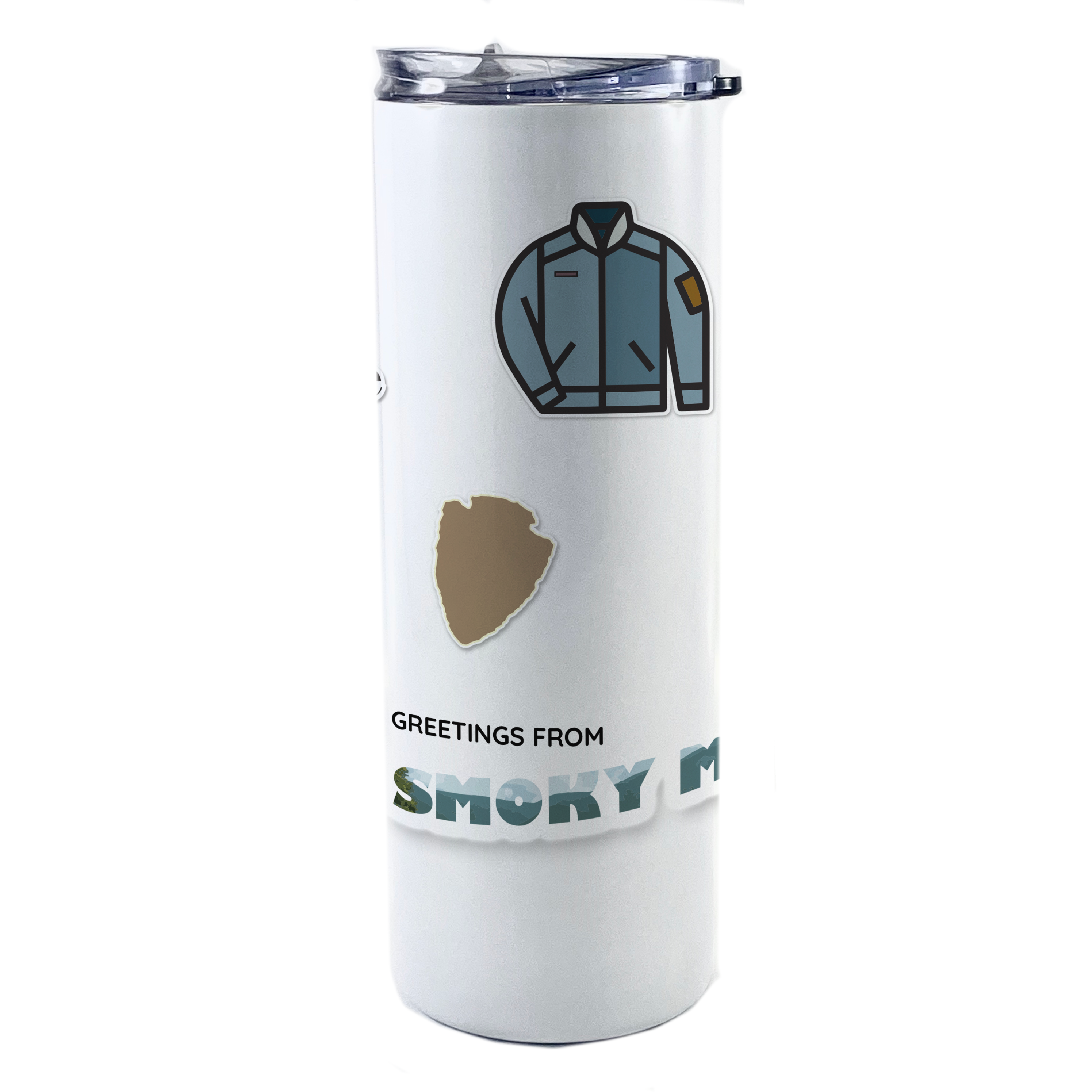Vacation Collection (National Park - Smoky Mountains) 20 Oz Stainless Steel White Travel Tumbler with Straw SSTUMW0102