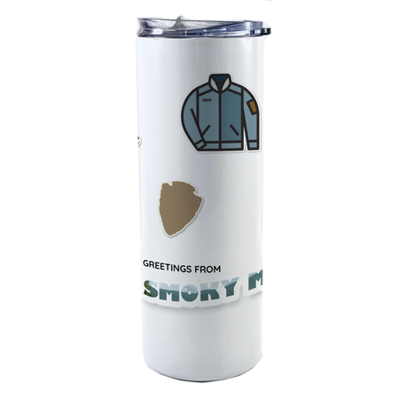 Vacation Collection (National Park - Smoky Mountains) 20 Oz Stainless Steel White Travel Tumbler with Straw SSTUMW0102