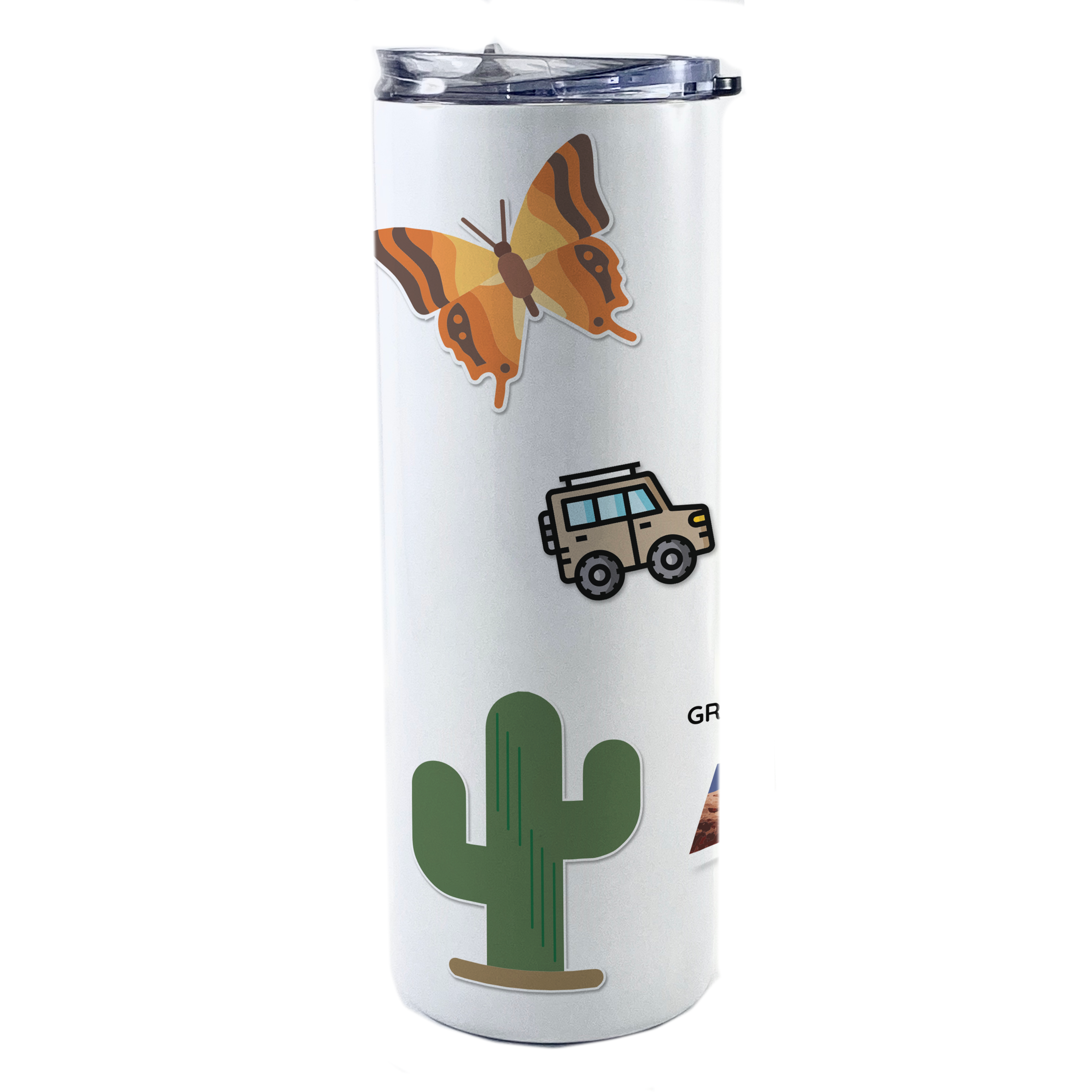 Vacation Collection (National Park - Arches) 20 Oz Stainless Steel White Travel Tumbler with Straw SSTUMW0103