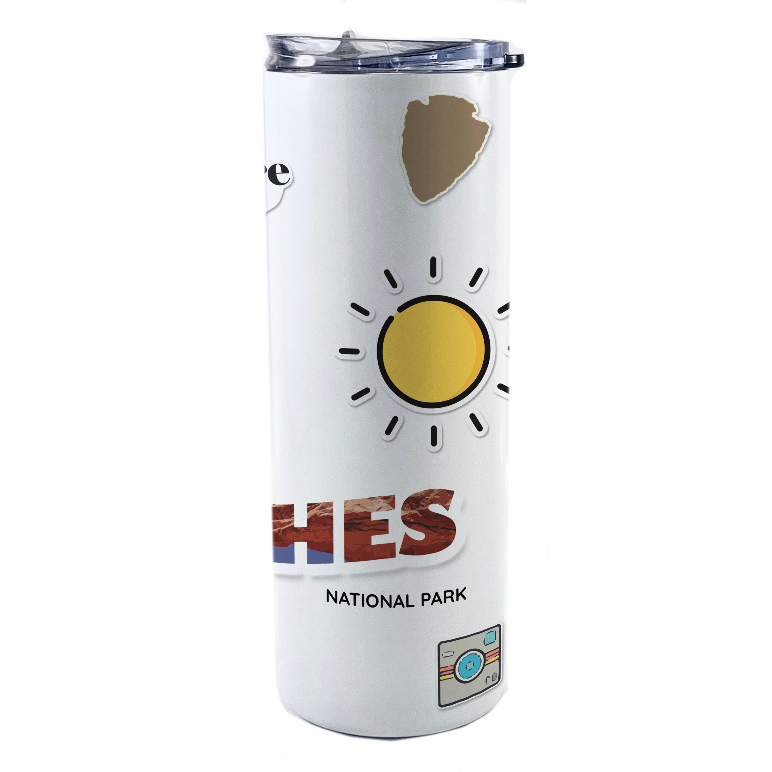 Vacation Collection (National Park - Arches) 20 Oz Stainless Steel White Travel Tumbler with Straw SSTUMW0103