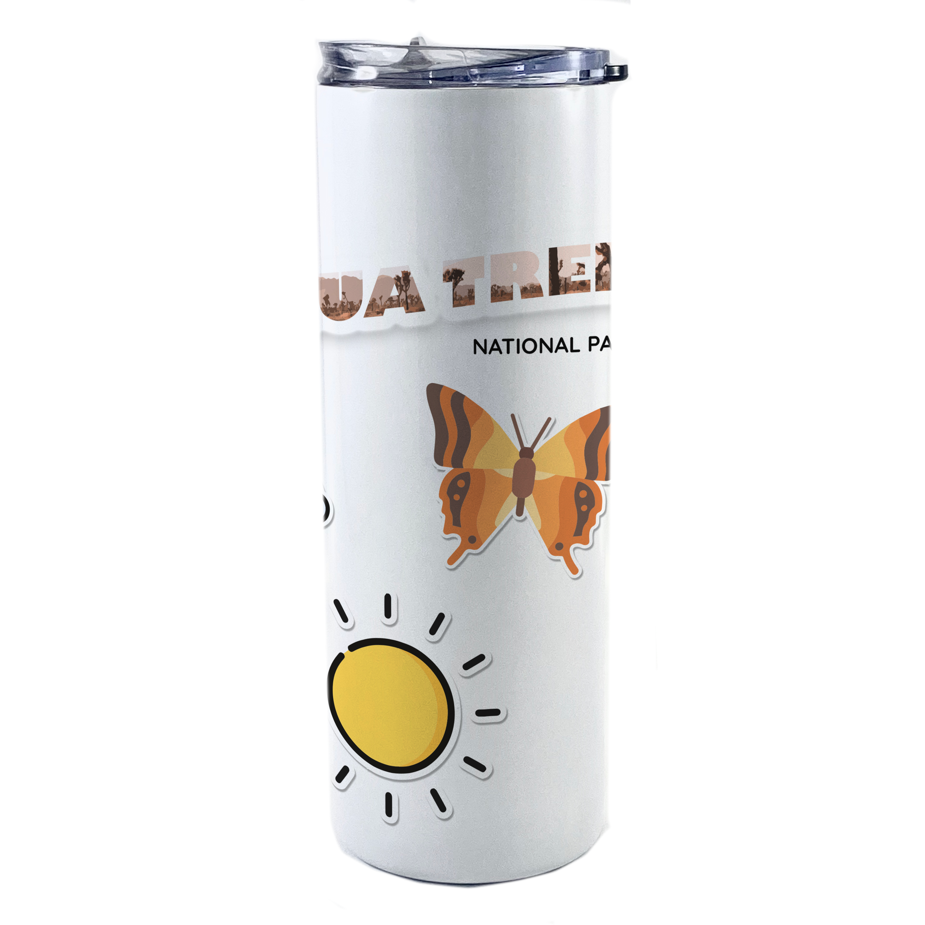 Vacation Collection (National Park - Joshua Tree) 20 Oz Stainless Steel White Travel Tumbler with Straw SSTUMW0104