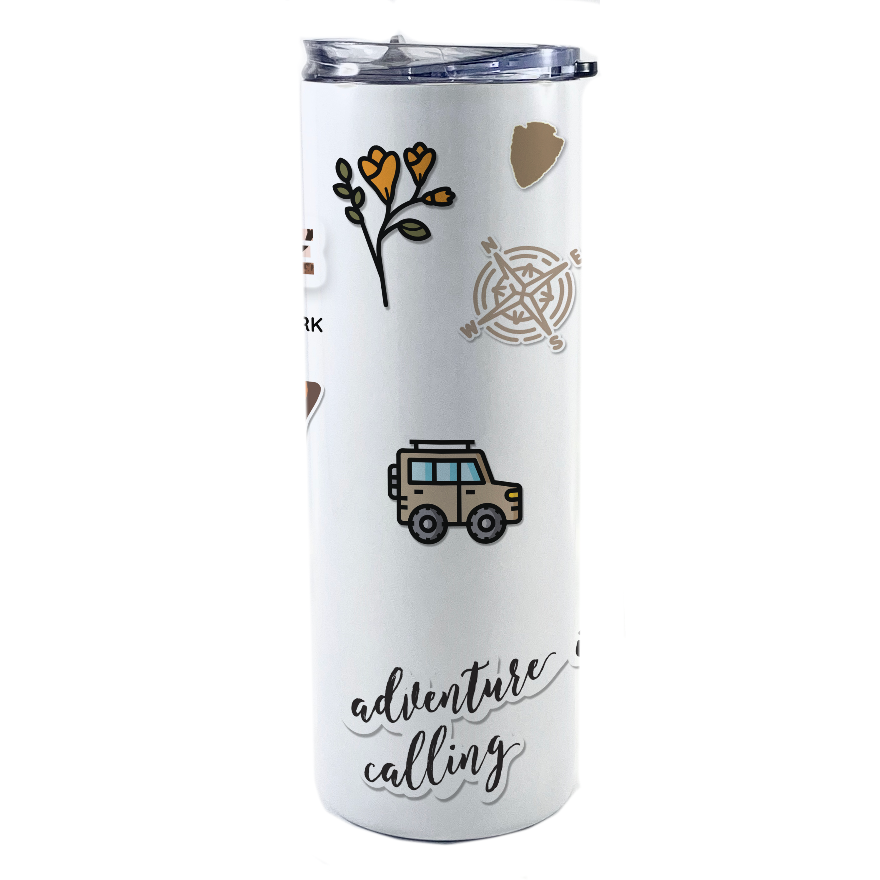 Vacation Collection (National Park - Joshua Tree) 20 Oz Stainless Steel White Travel Tumbler with Straw SSTUMW0104