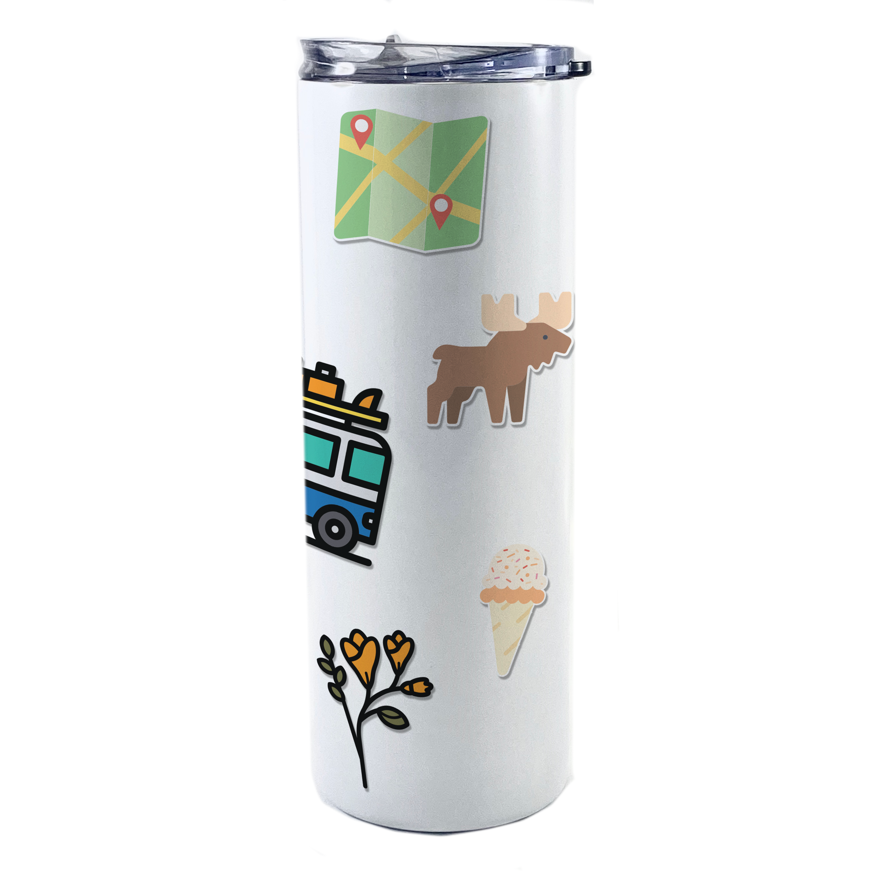 Vacation Collection (National Park - Acadia) 20 Oz Stainless Steel White Travel Tumbler with Straw SSTUMW0105