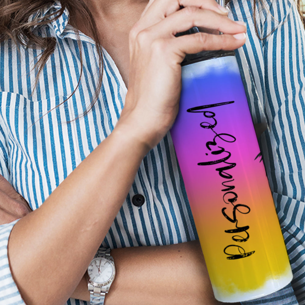 Vacation Collection (Tropical Sunset - Personalized) 20 Oz Stainless Steel Travel Tumbler with Straw