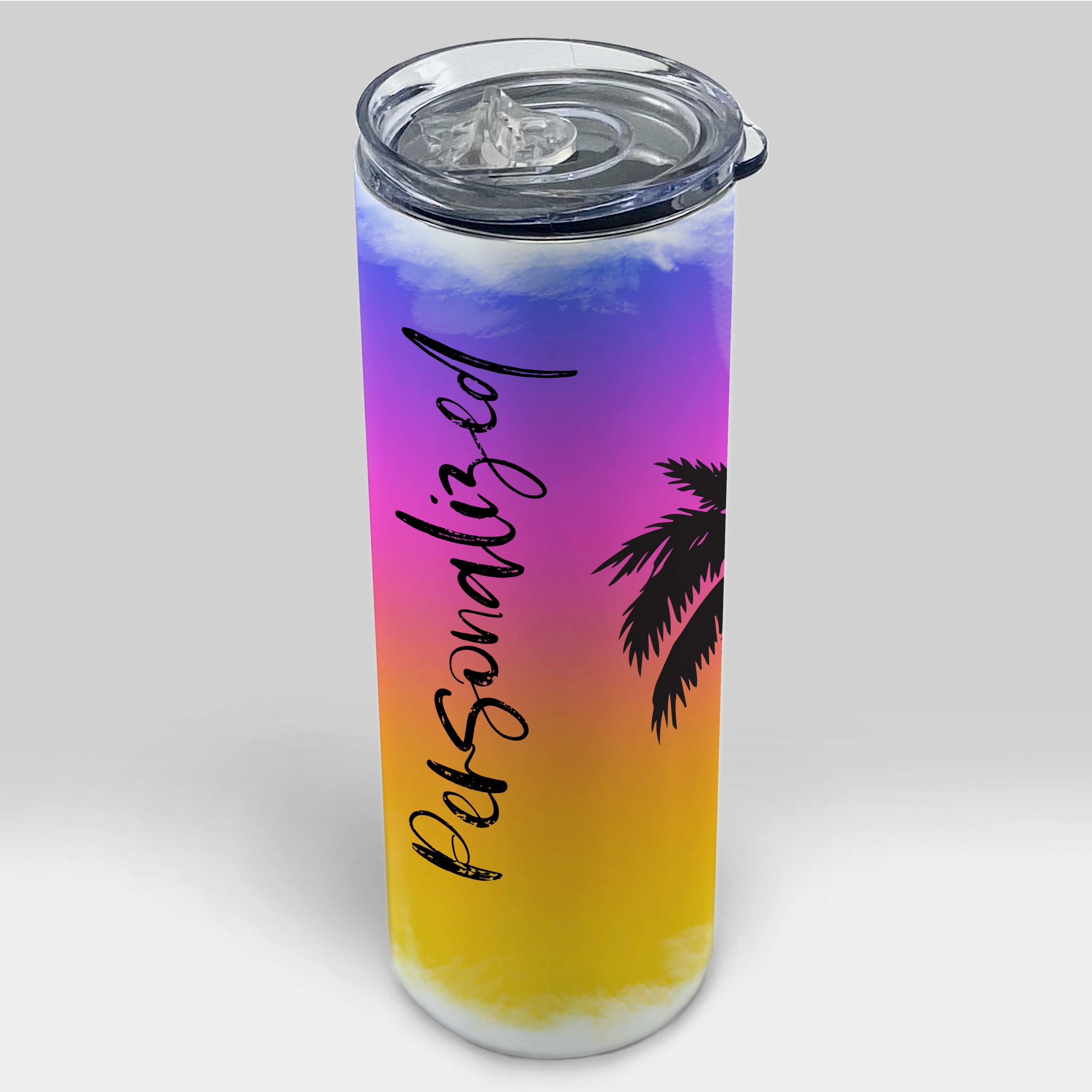 Vacation Collection (Tropical Sunset - Personalized) 20 Oz Stainless Steel Travel Tumbler with Straw