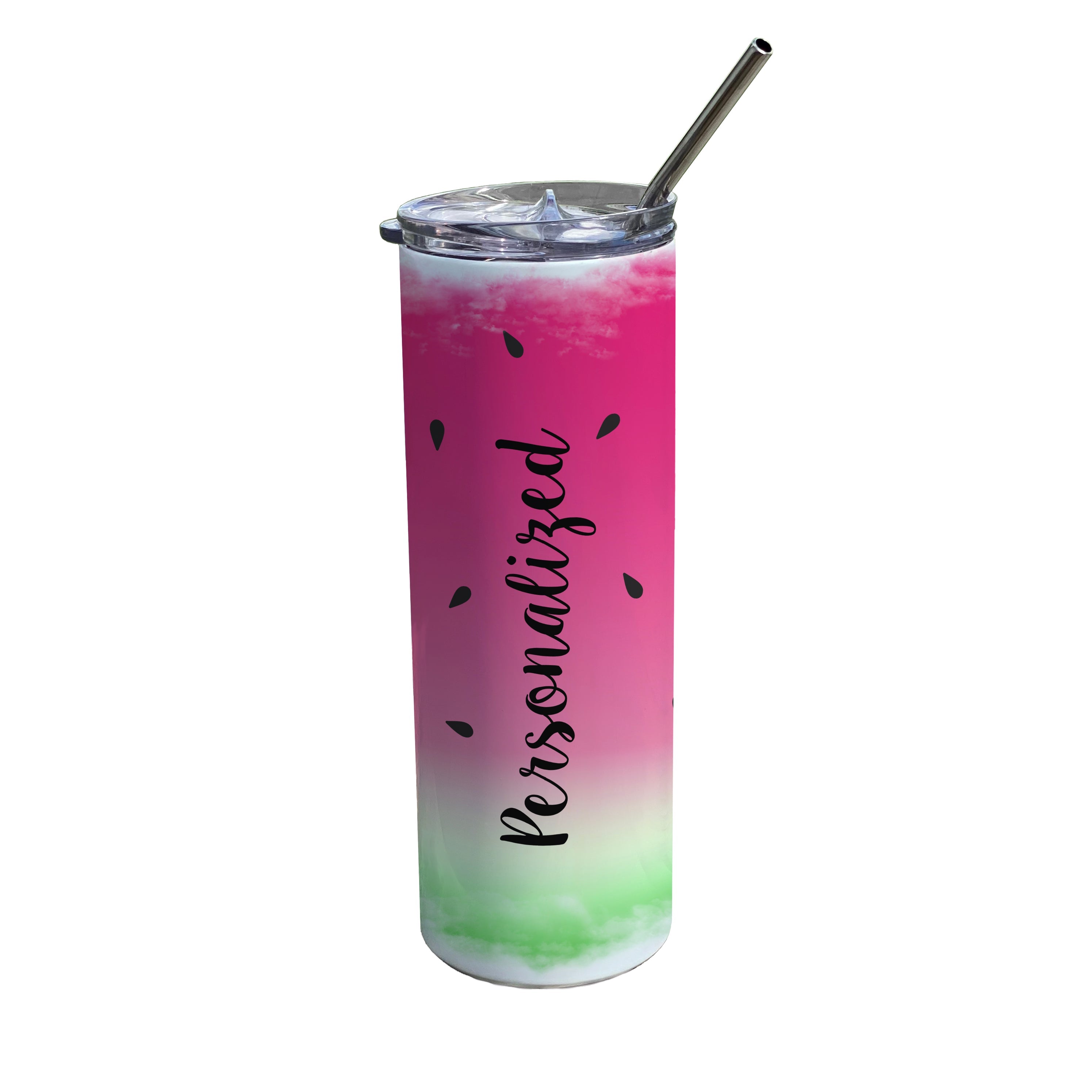 Trend Setters Originals (Watermelon - Personalized) 20 oz Stainless Steel Travel Tumbler with Straw