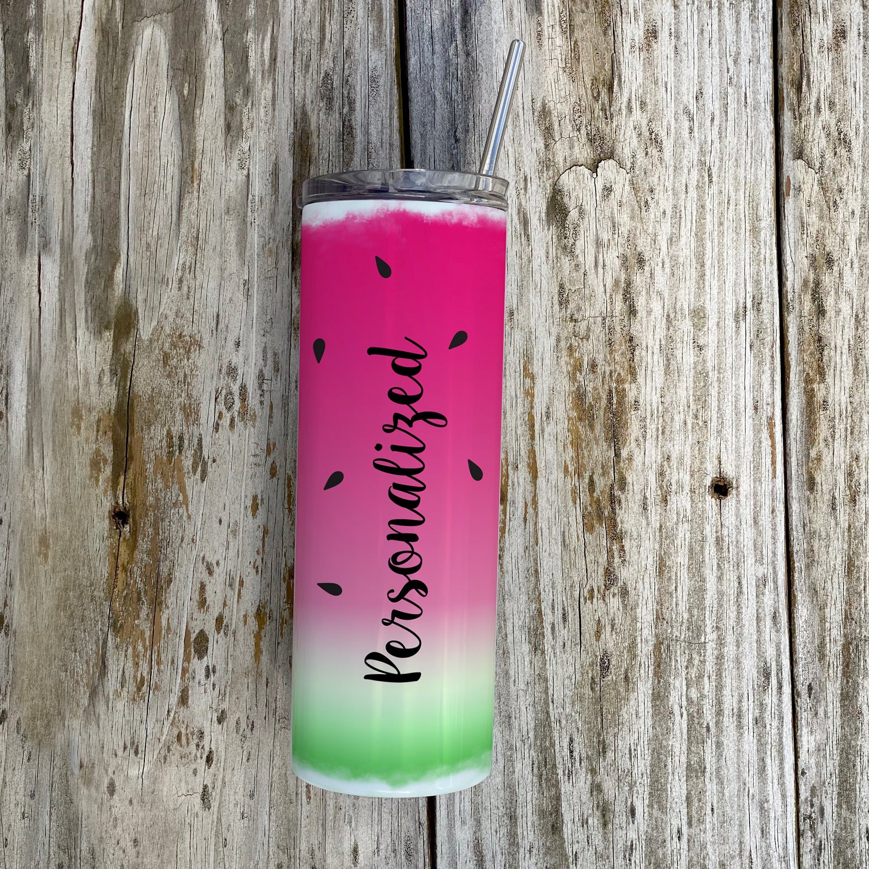 Trend Setters Originals (Watermelon - Personalized) 20 oz Stainless Steel Travel Tumbler with Straw