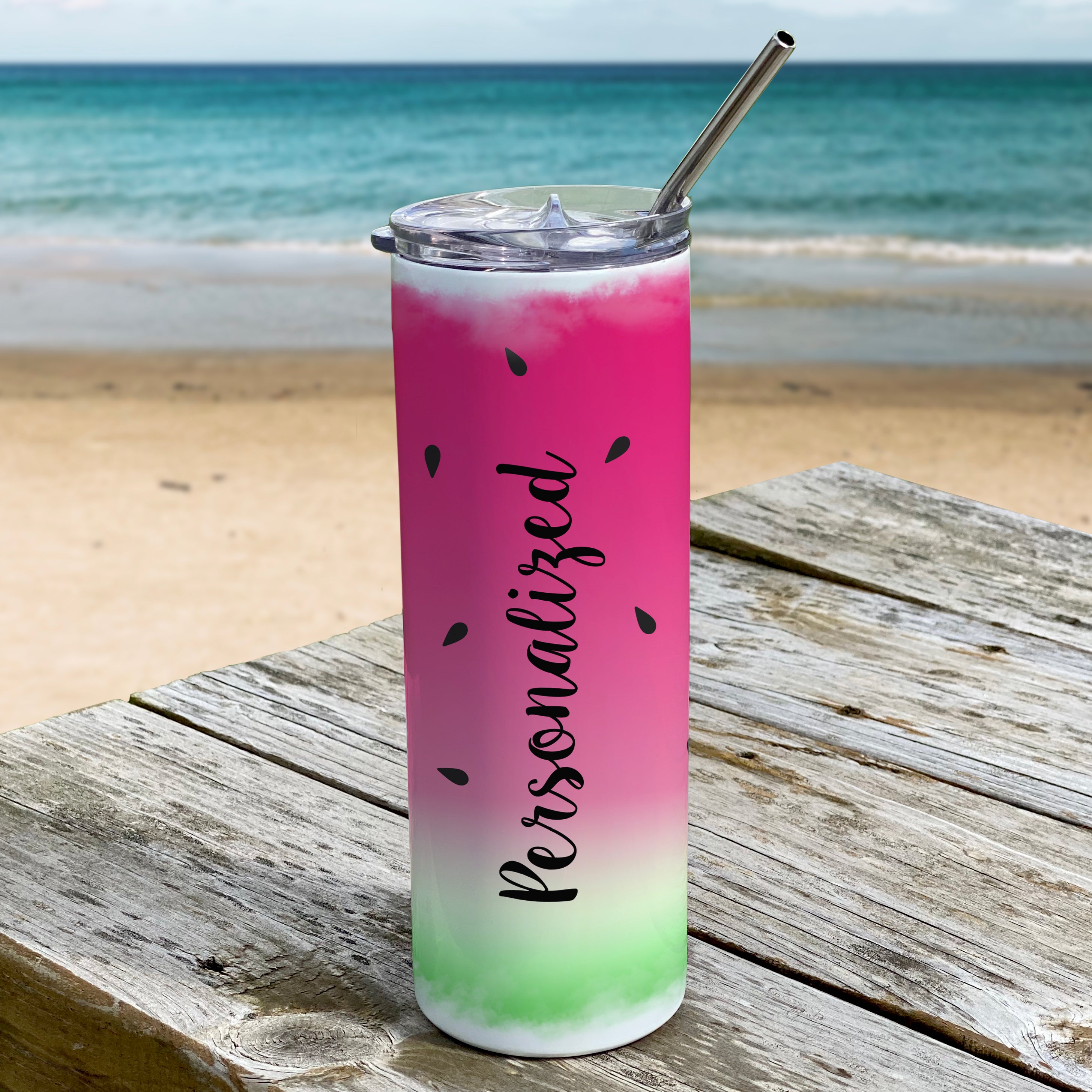 Trend Setters Originals (Watermelon - Personalized) 20 oz Stainless Steel Travel Tumbler with Straw