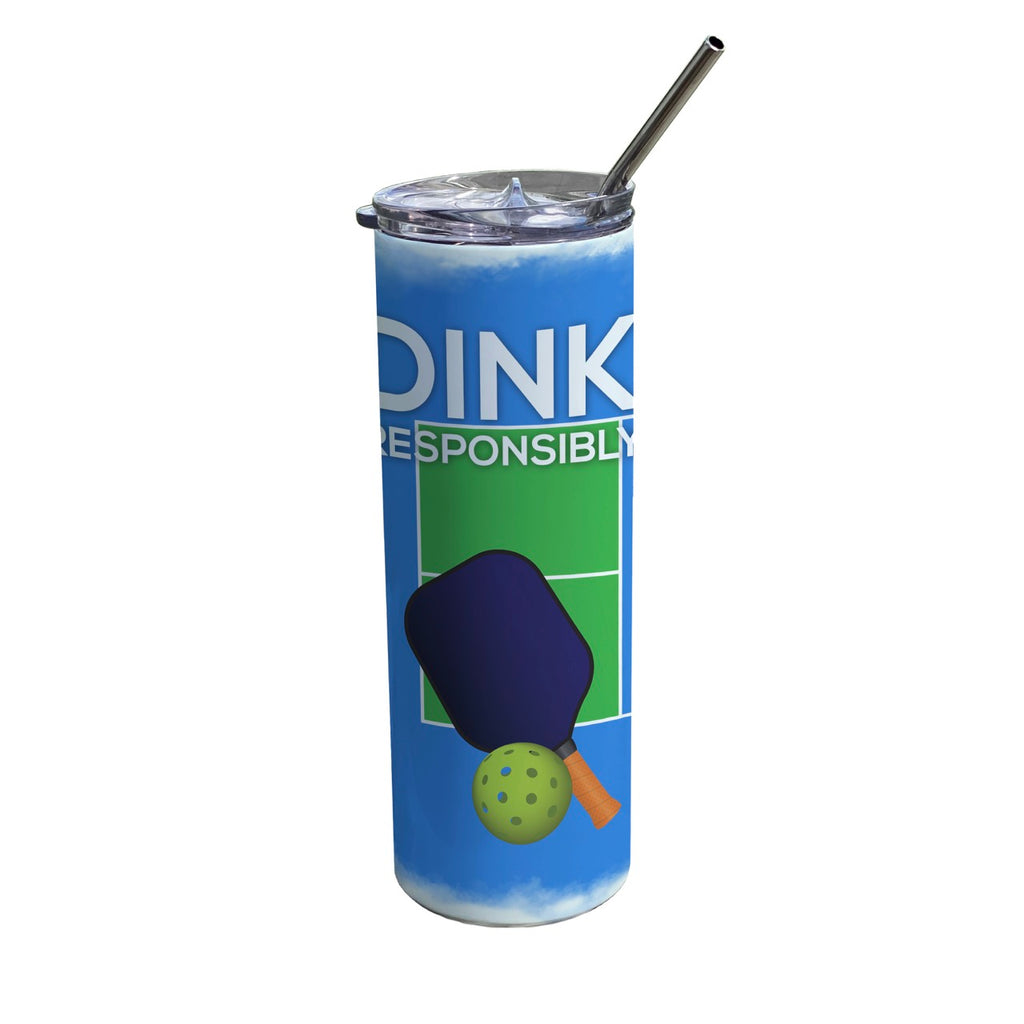 Sports Collection (Dink Responsibly - Personalized) 20 Oz Stainless Steel Travel Tumbler with Straw SSTUMW0122
