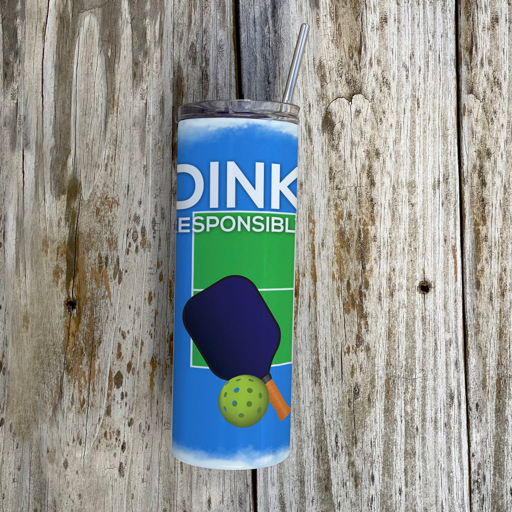 Sports Collection (Dink Responsibly - Personalized) 20 Oz Stainless Steel Travel Tumbler with Straw SSTUMW0122