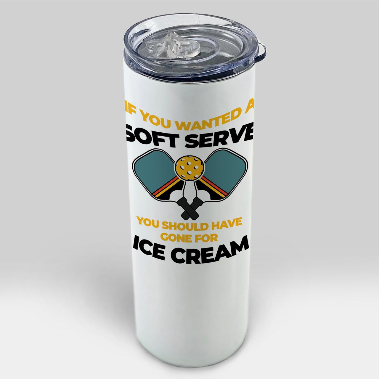 Trend Setters Originals (Soft Serve Pickleball - White) 20 Oz Stainless Steel Travel Tumbler with Straw SSTUMW0125