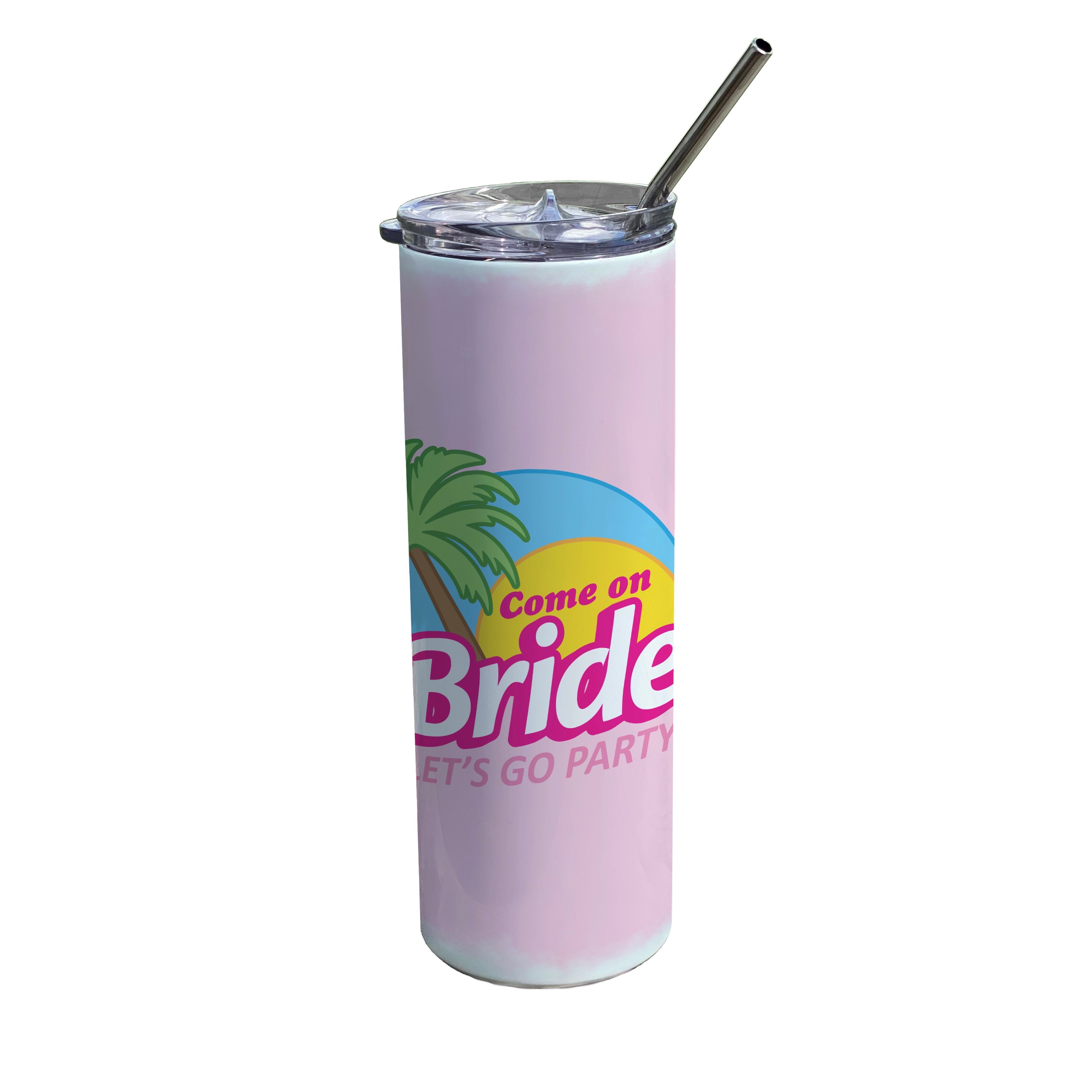 Bridal Collection (Come On Bride, Let's Go Party - Personalized) 20 oz Stainless Steel Travel Tumbler with Straw