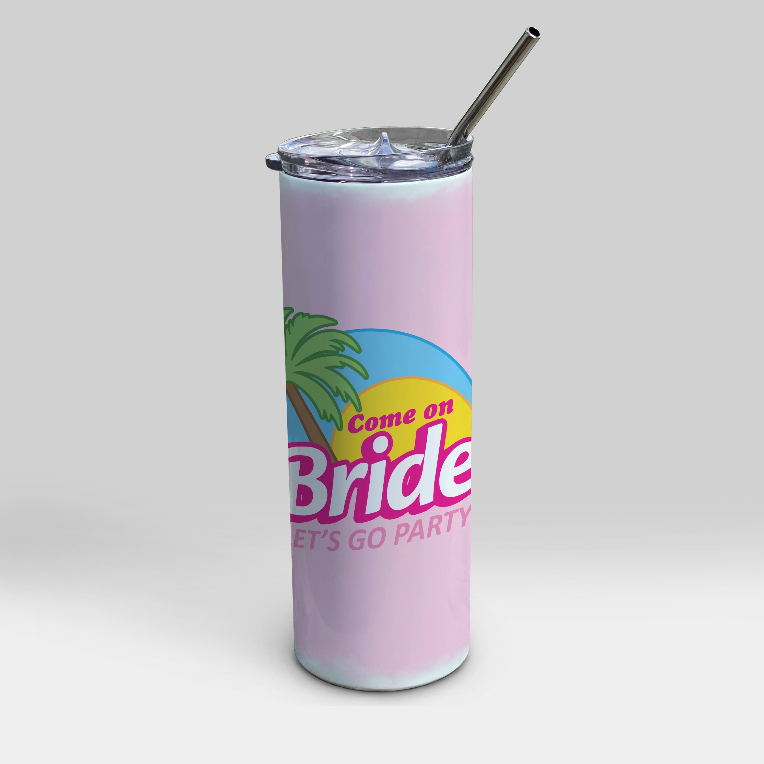 Bridal Collection (Come On Bride, Let's Go Party - Personalized) 20 oz Stainless Steel Travel Tumbler with Straw