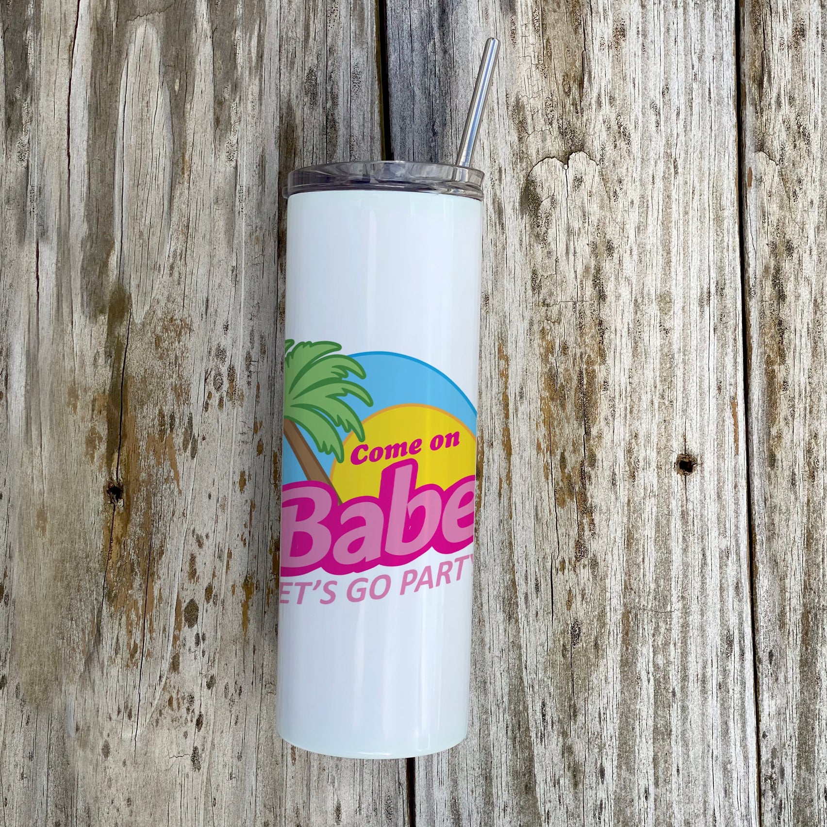 Bridal Collection (Come On Babe, Let's Go Party - Personalized) 20 oz Stainless Steel Travel Tumbler with Straw