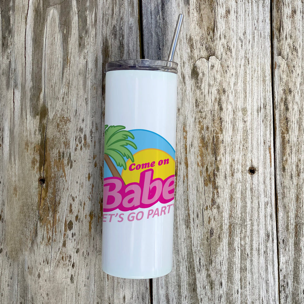 Bridal Collection (Come On Babe, Let's Go Party - Personalized) 20 oz Stainless Steel Travel Tumbler with Straw