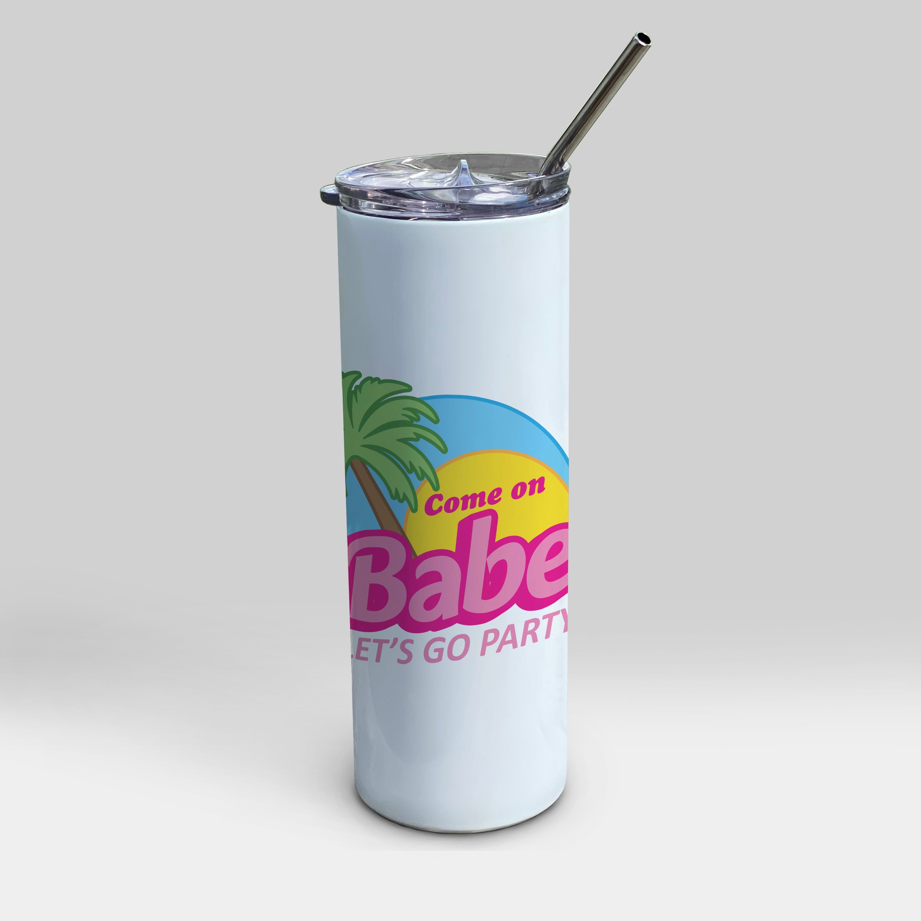 Bridal Collection (Come On Babe, Let's Go Party - Personalized) 20 oz Stainless Steel Travel Tumbler with Straw